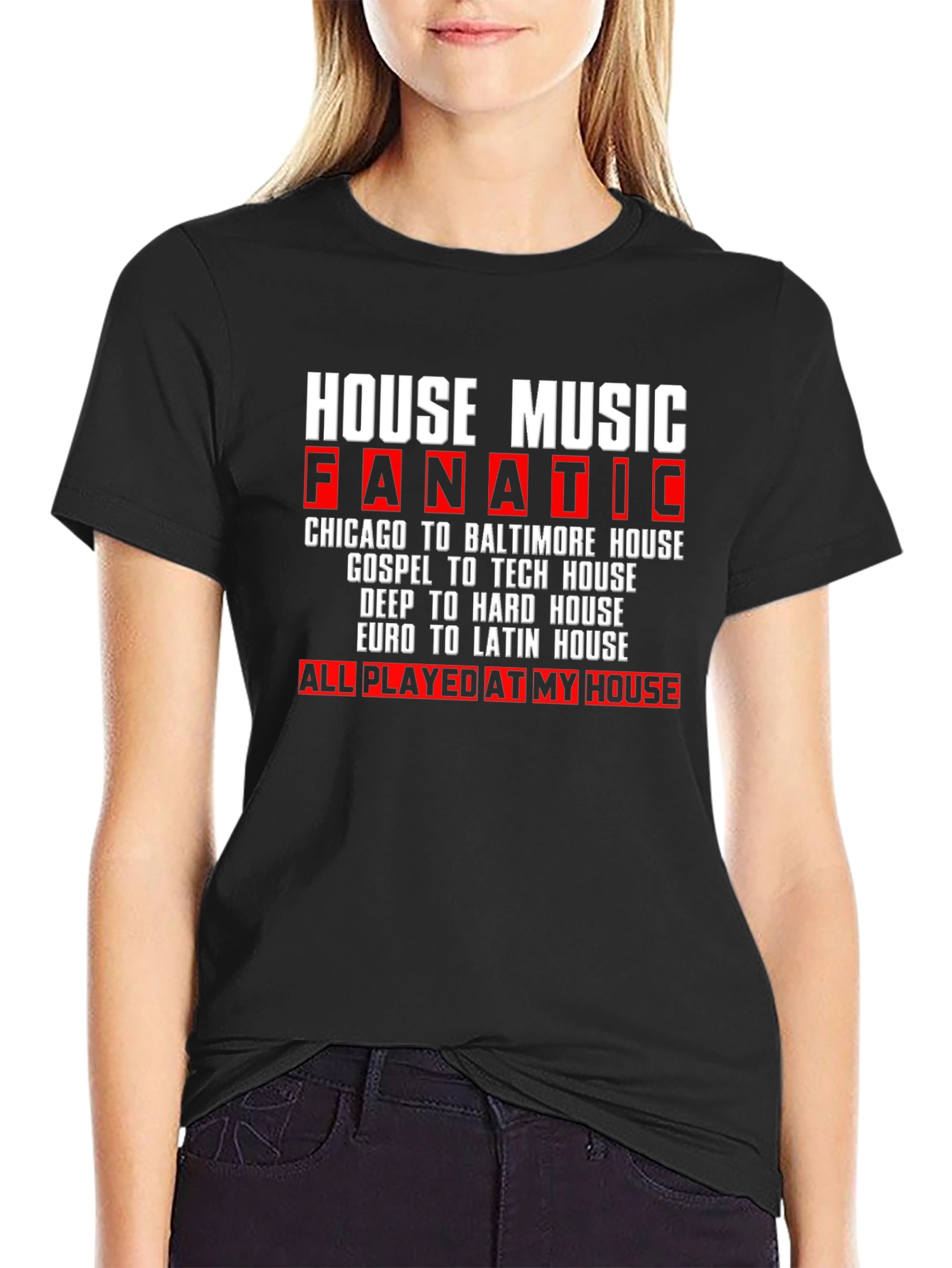 House Music Fanatic Black T-Shirt