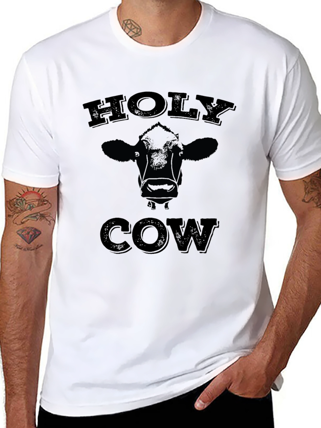 Holy Cow Graphic Tee - Black Casual T-Shirt