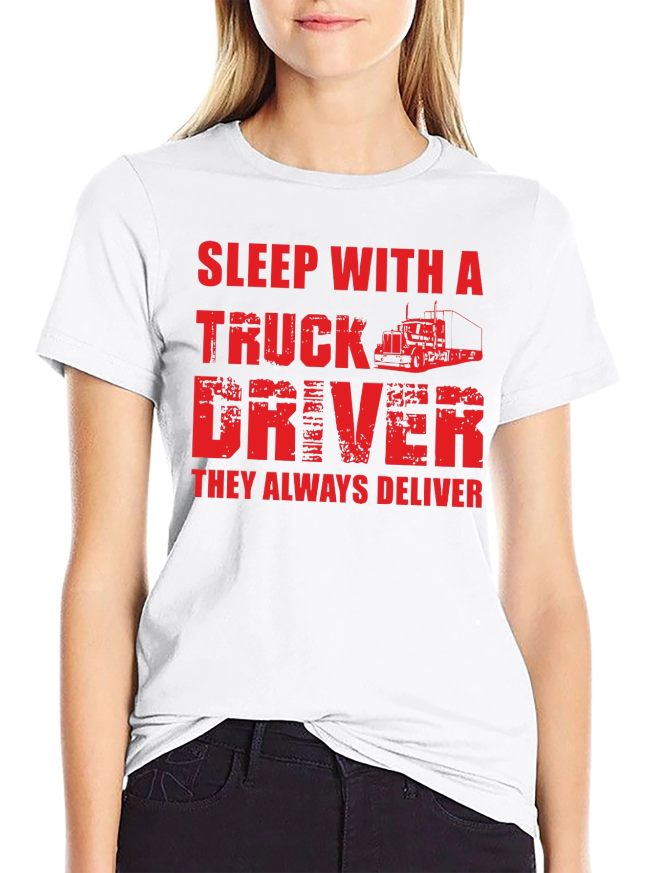 Sleep With A Truck Driver Black T-Shirt