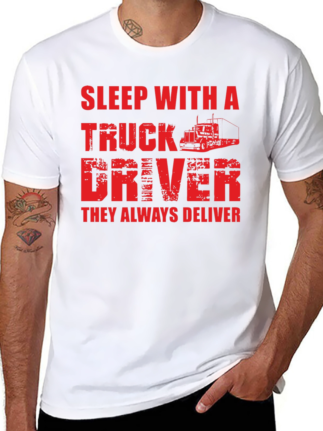 Sleep With A Truck Driver Black T-Shirt