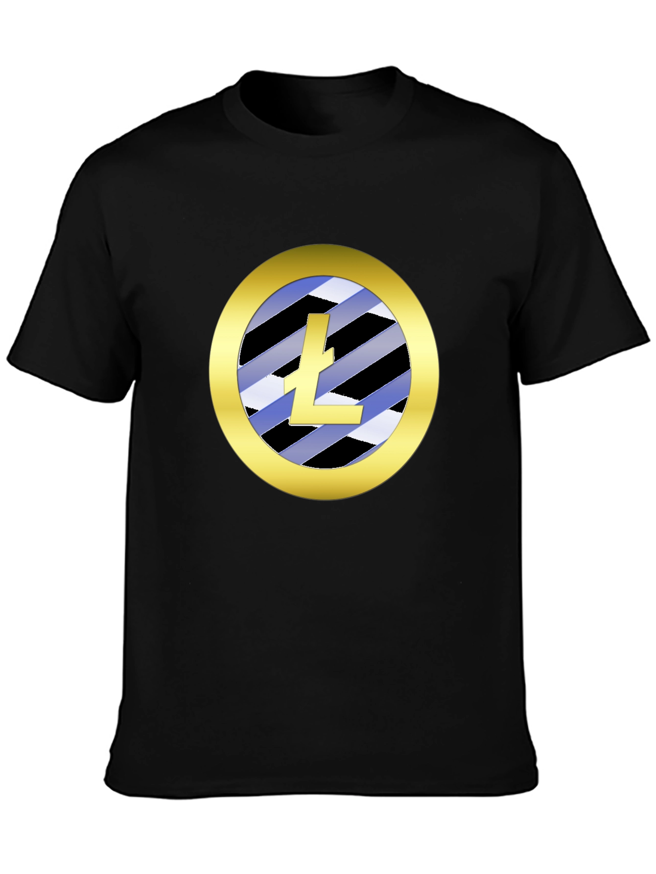 Litecoin Logo T-Shirt Crypto Gold Circle Black Tee
