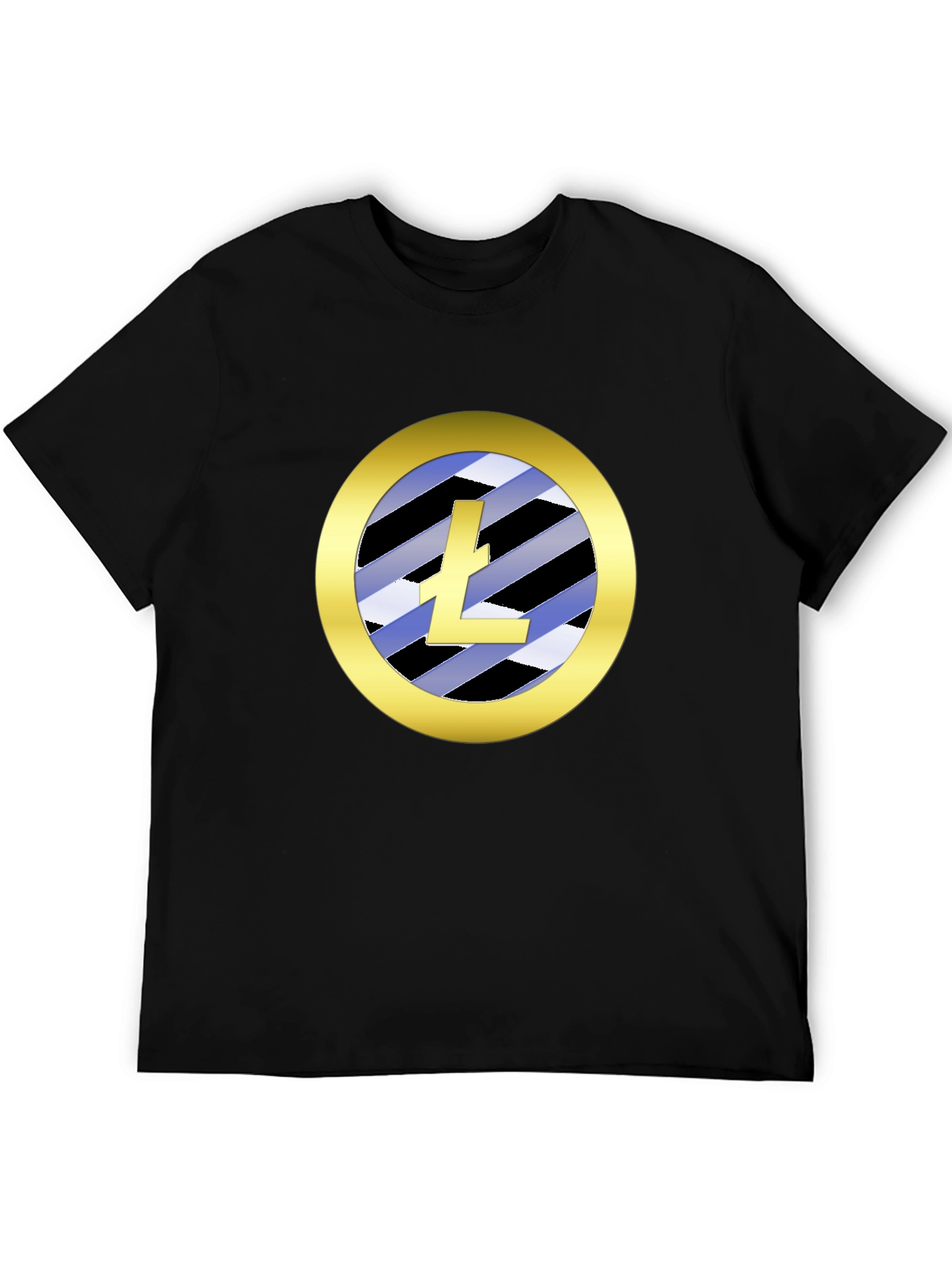Litecoin Logo T-Shirt Crypto Gold Circle Black Tee