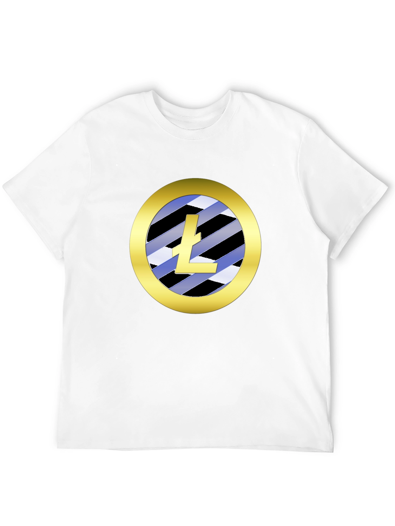 Litecoin Logo T-Shirt Crypto Gold Circle Black Tee