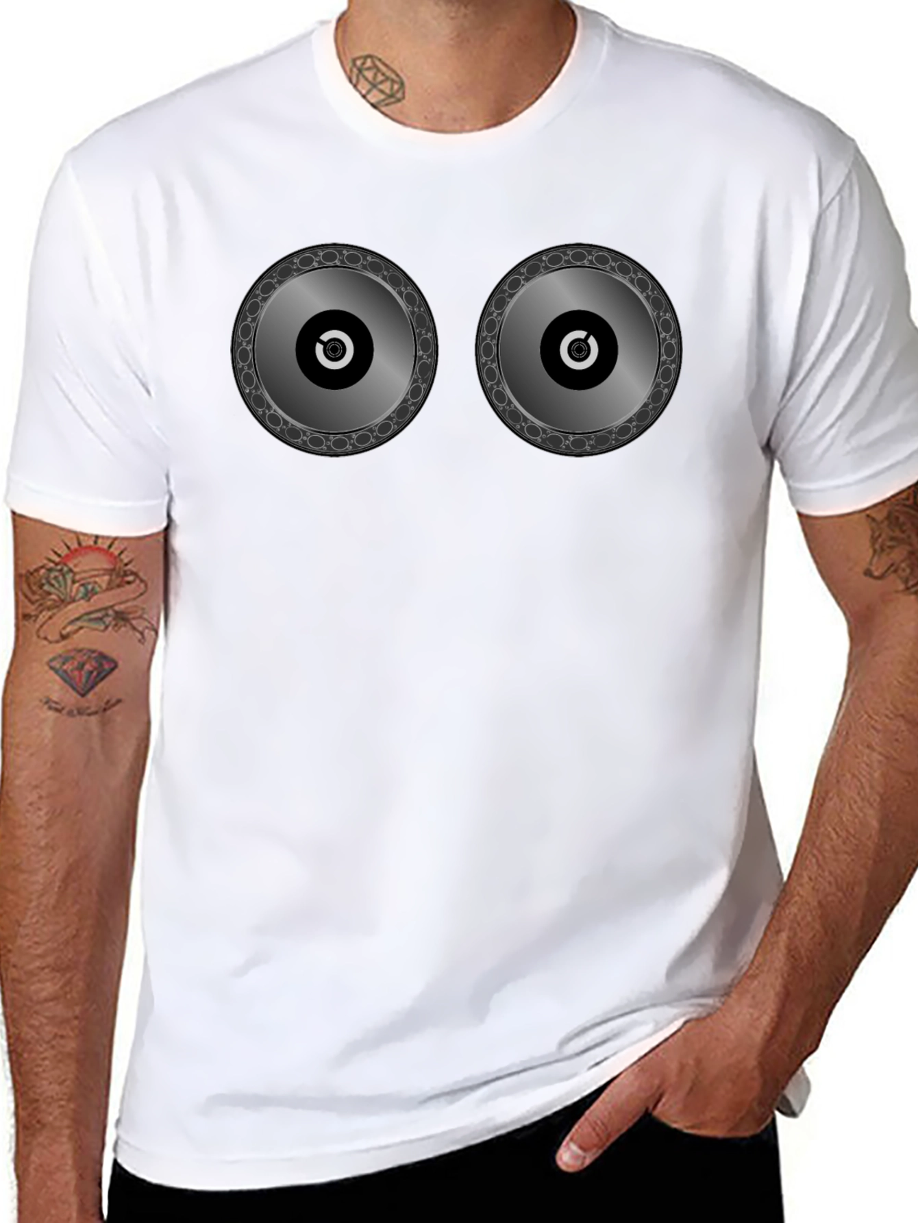 Novelty DJ Turntable Graphic Black T-Shirt