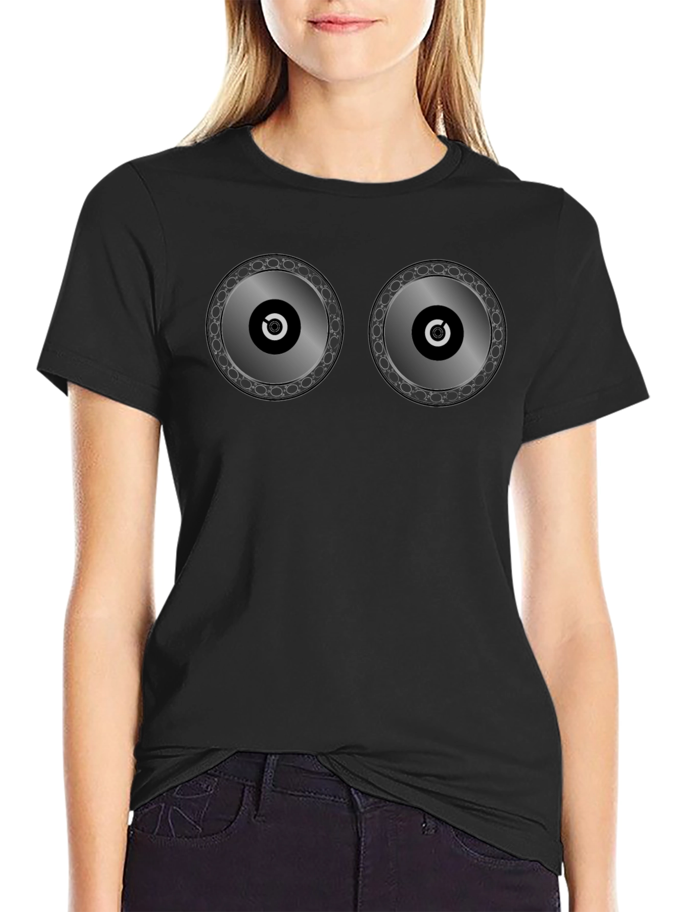Novelty DJ Turntable Graphic Black T-Shirt