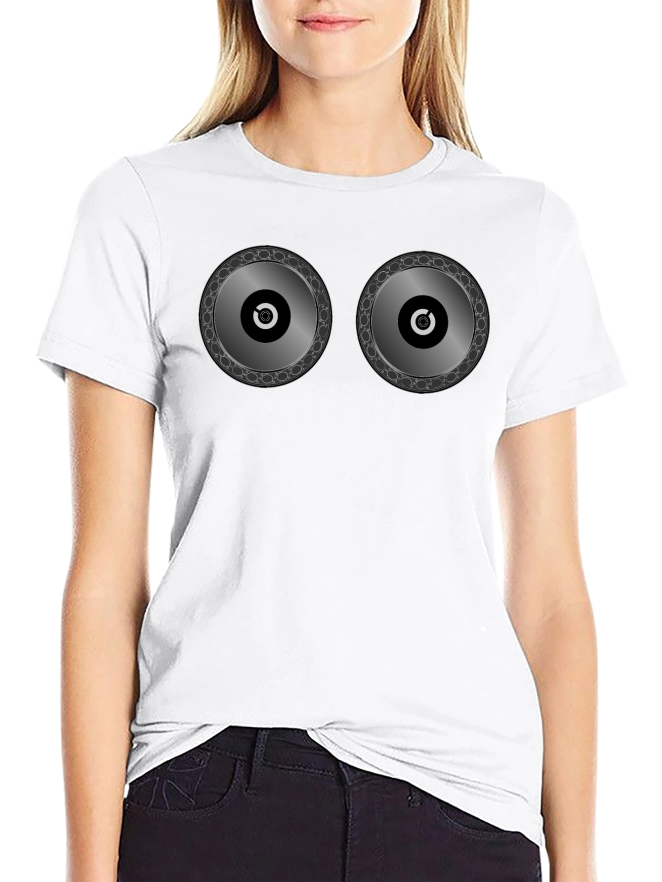Novelty DJ Turntable Graphic Black T-Shirt