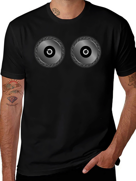 Novelty DJ Turntable Graphic Black T-Shirt