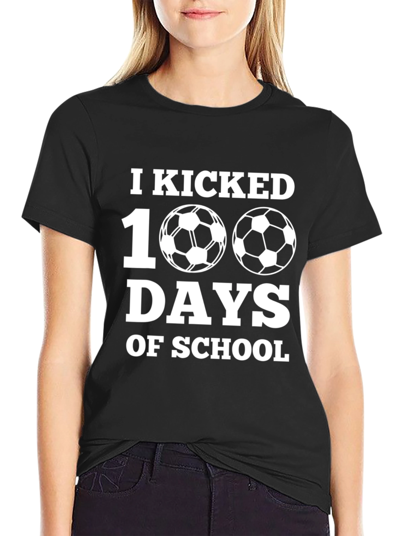 I Kicked 100 Days Of School Black T-Shirt