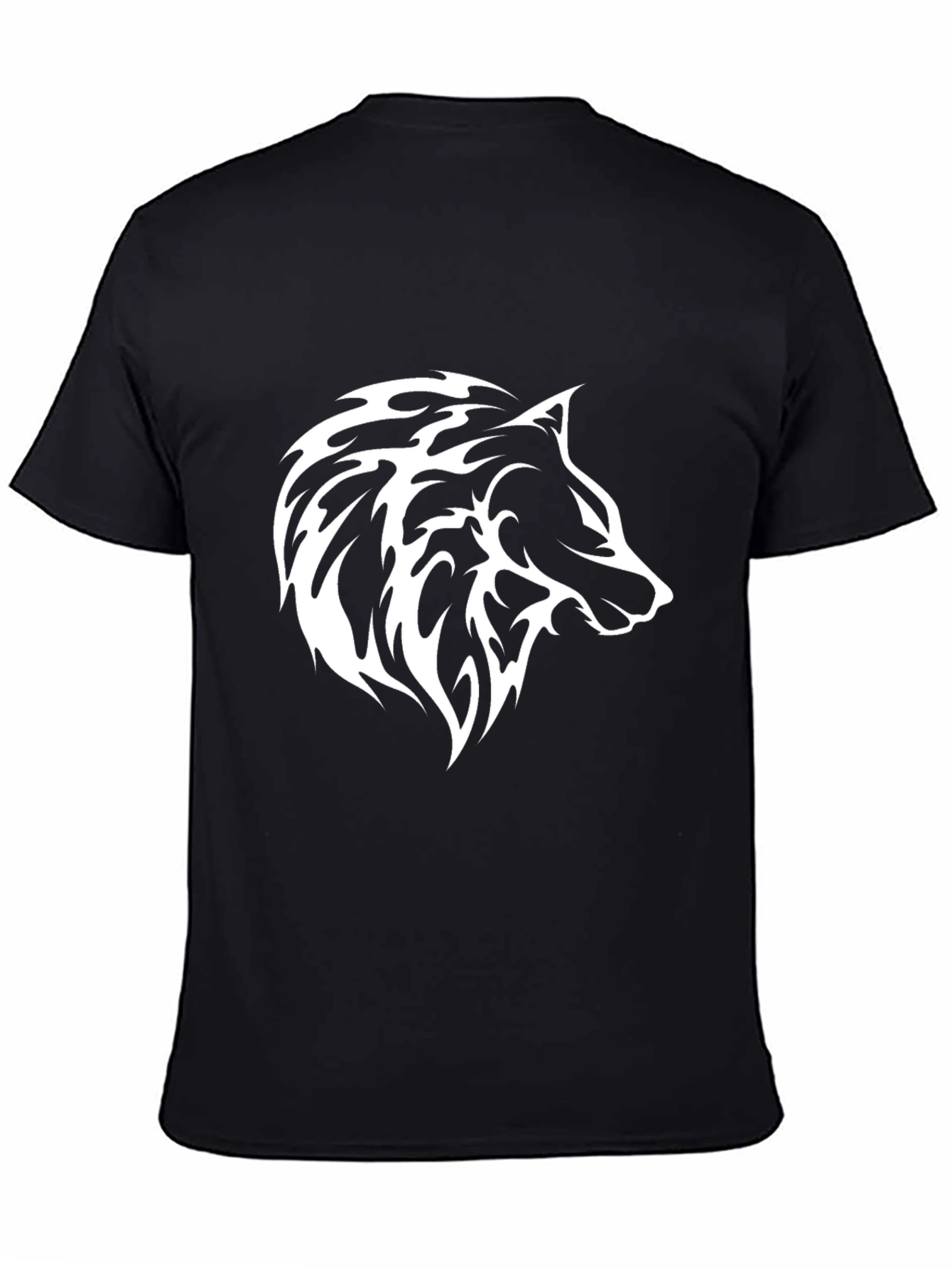 Black Wolf Graphic T-Shirt - Tribal Style