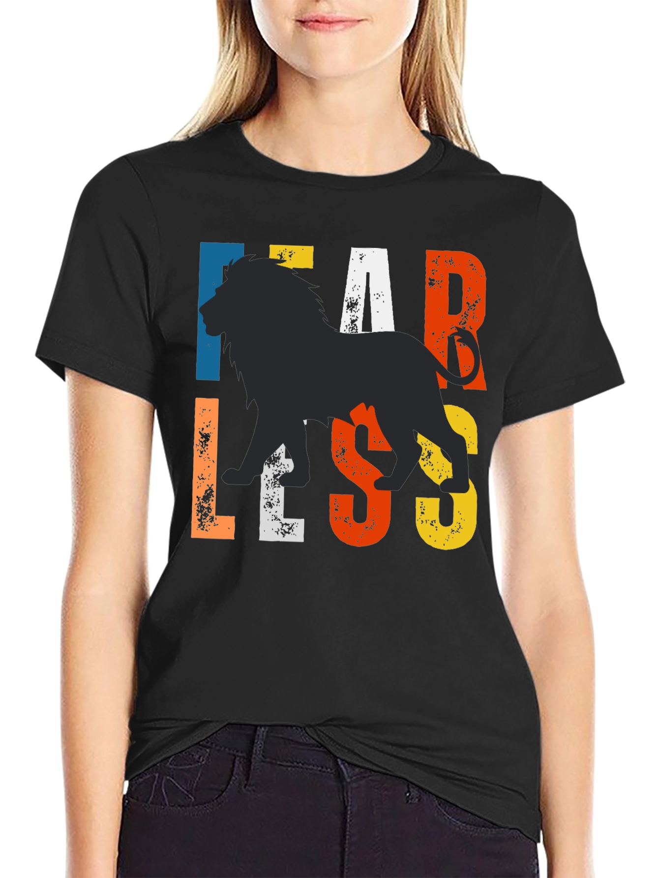 Fearless Lion Graphic Tee - Mens Black T-Shirt