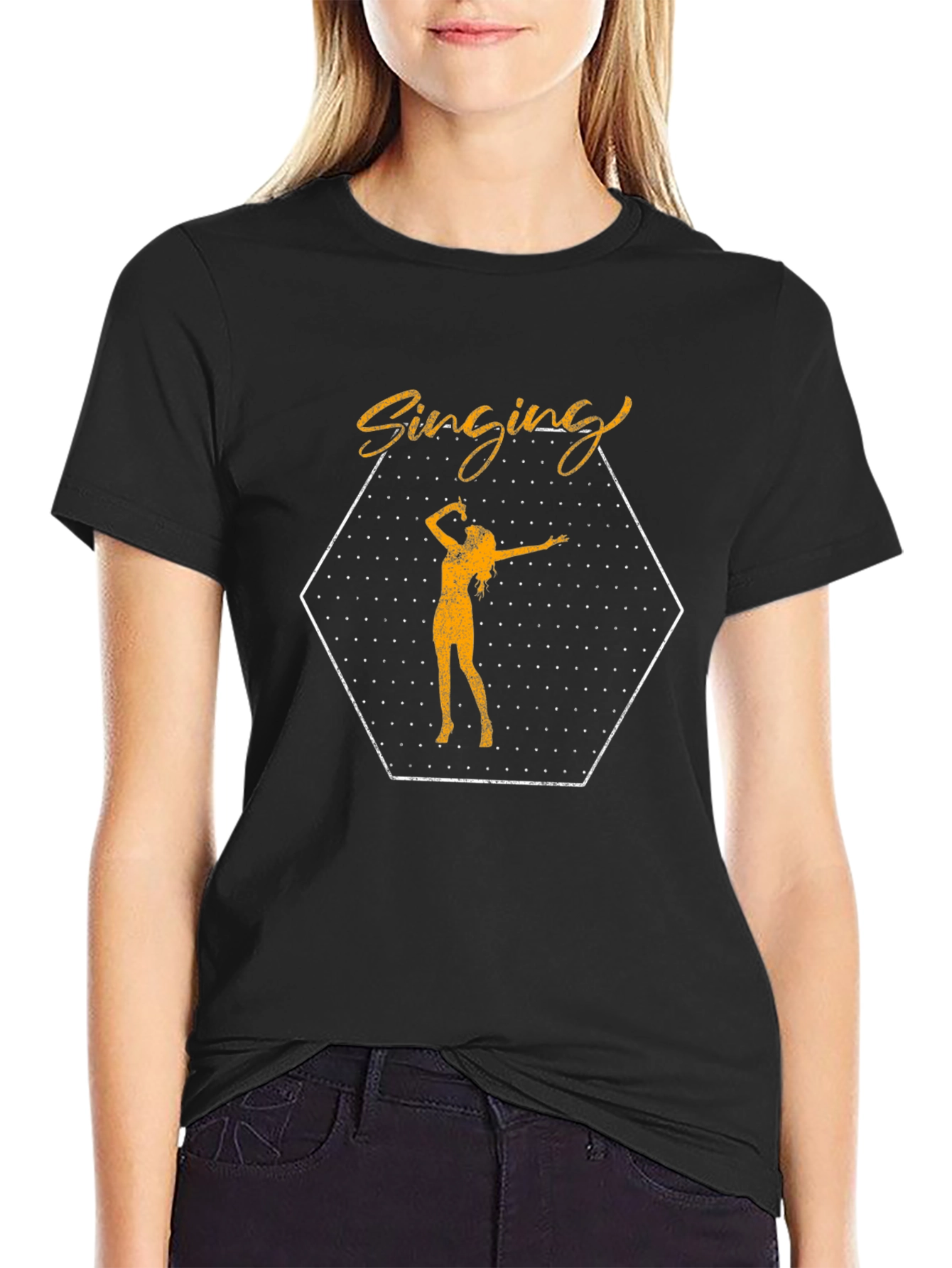 Singing Silhouette Tee - Black Graphic T-Shirt