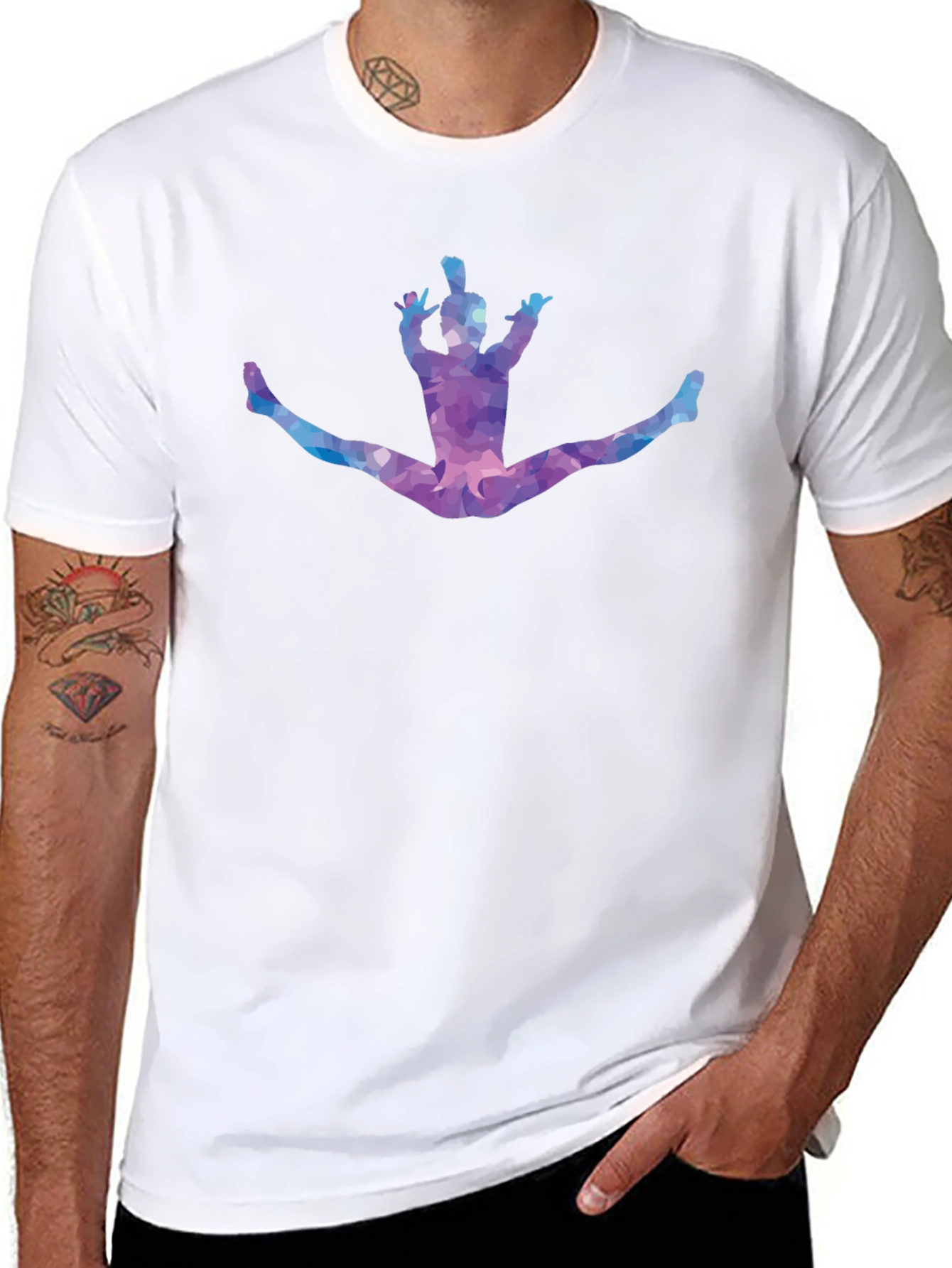 Gymnast Silhouette Mens Black Graphic Tee