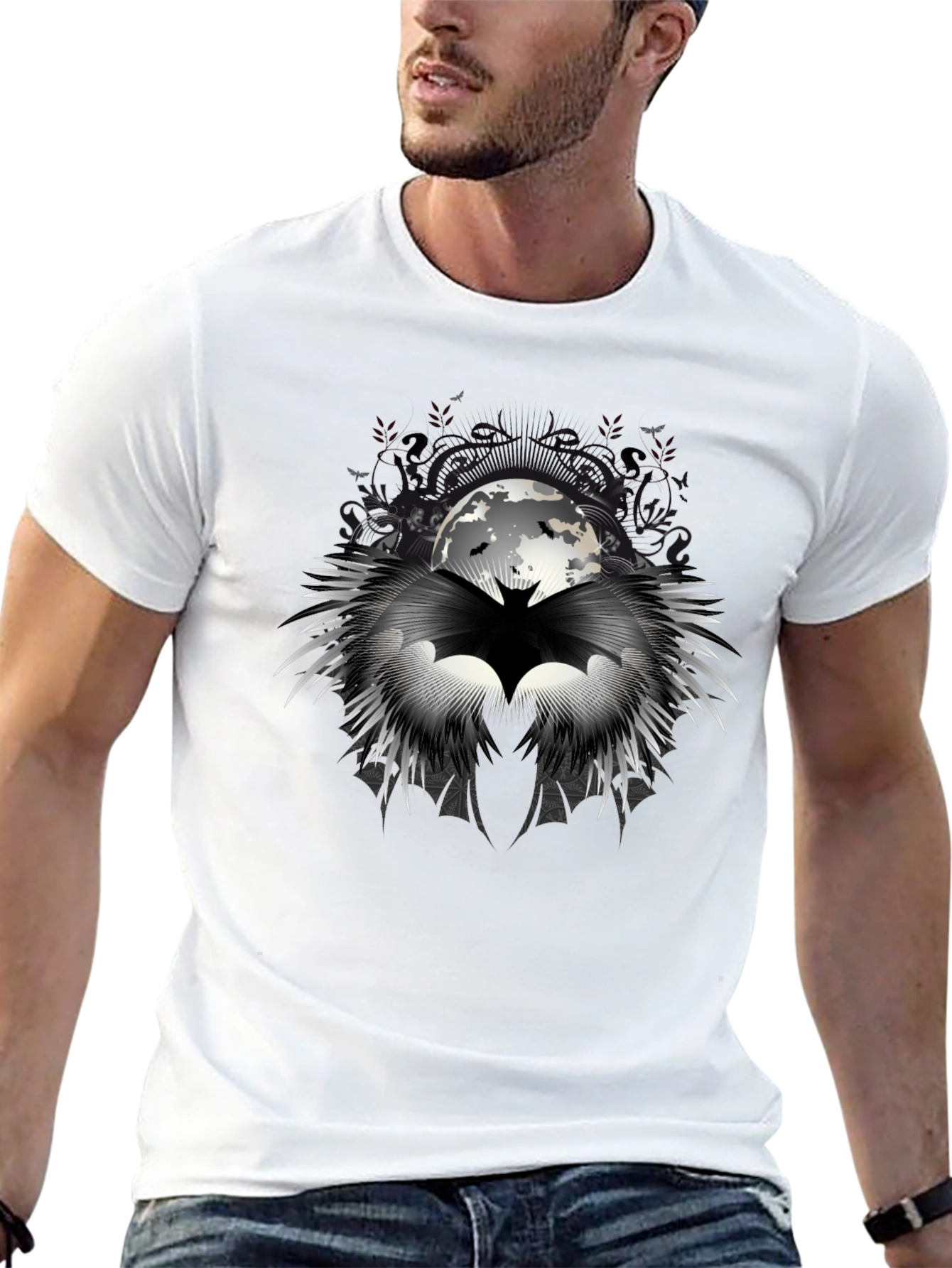 Batman Moon Graphic Black T-Shirt
