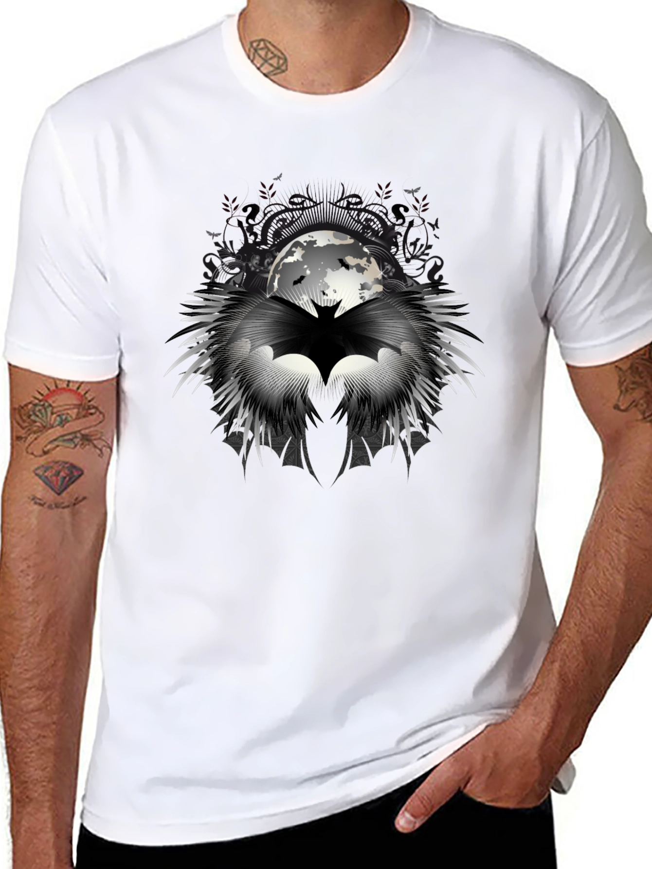 Batman Moon Graphic Black T-Shirt