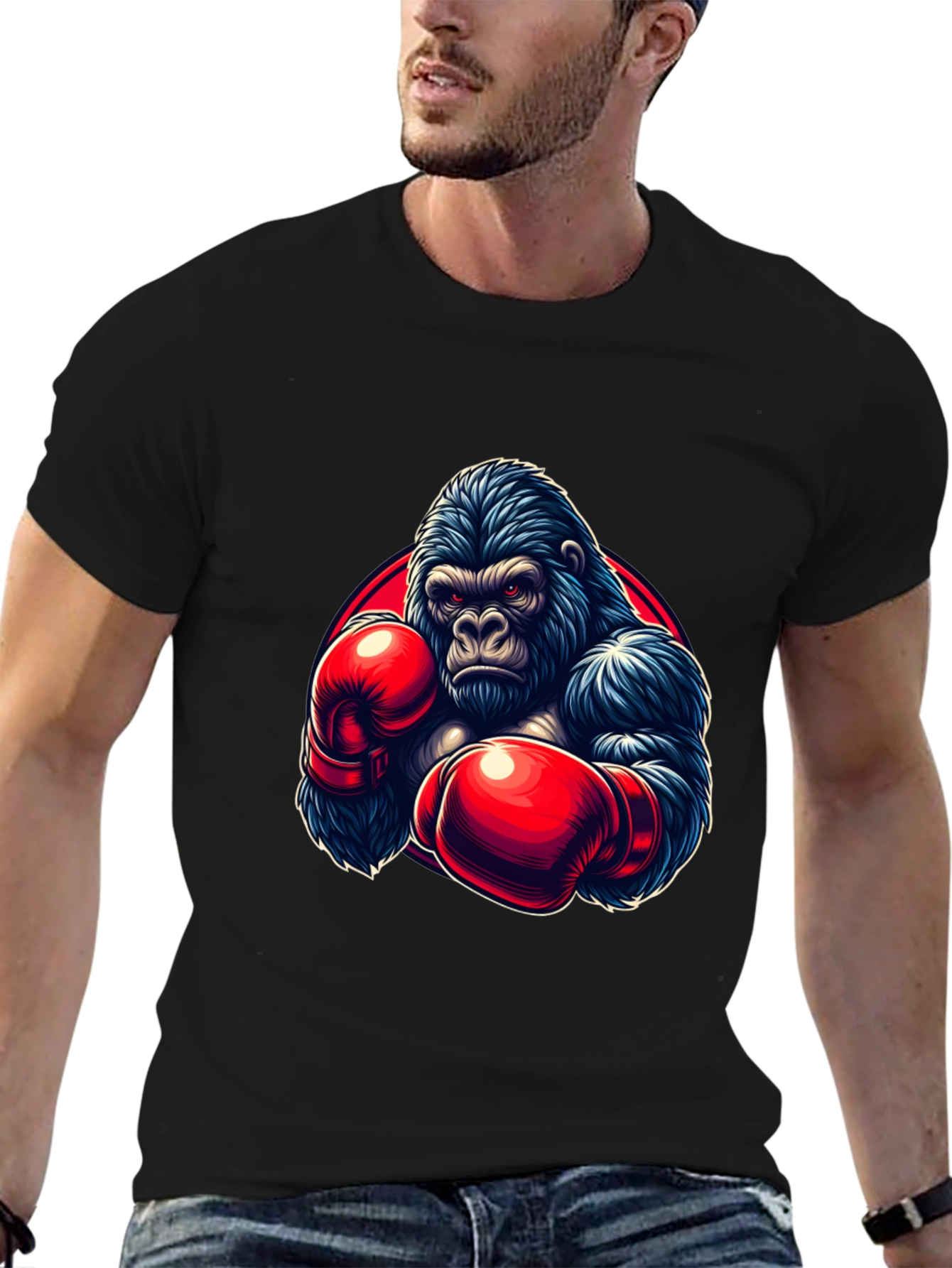 Gorilla Boxer Graphic T-Shirt - Black