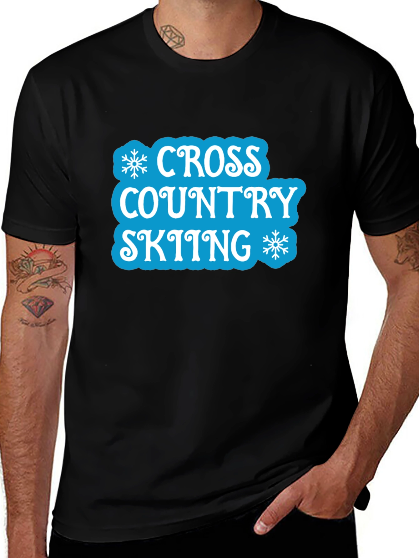 Cross Country Skiing Black T-Shirt