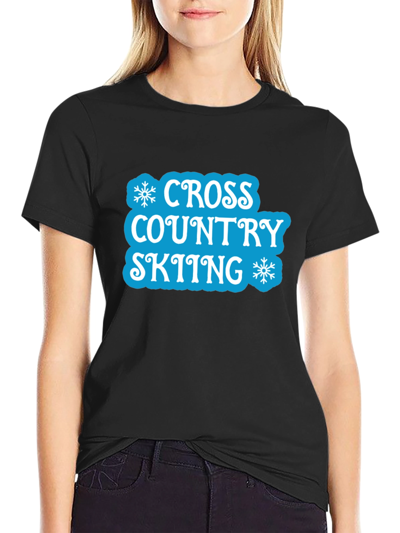 Cross Country Skiing Black T-Shirt