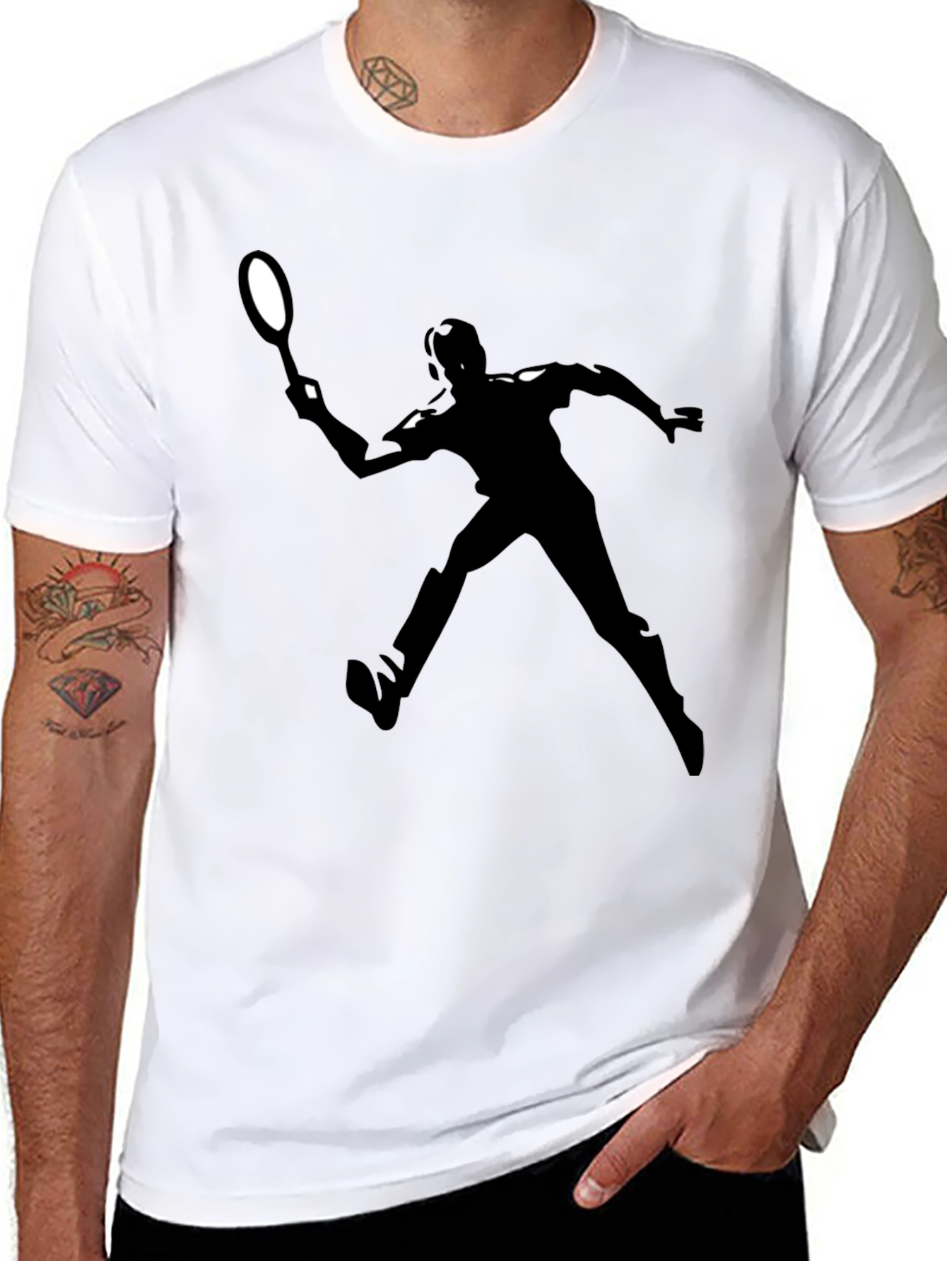 Tennis Player Graphic Tee - Black