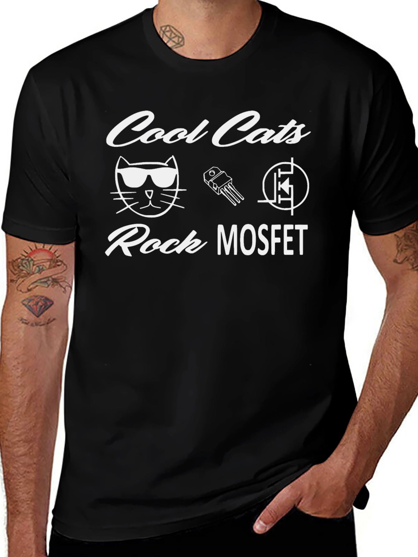 Cool Cats Rock MOSFET Black T-Shirt