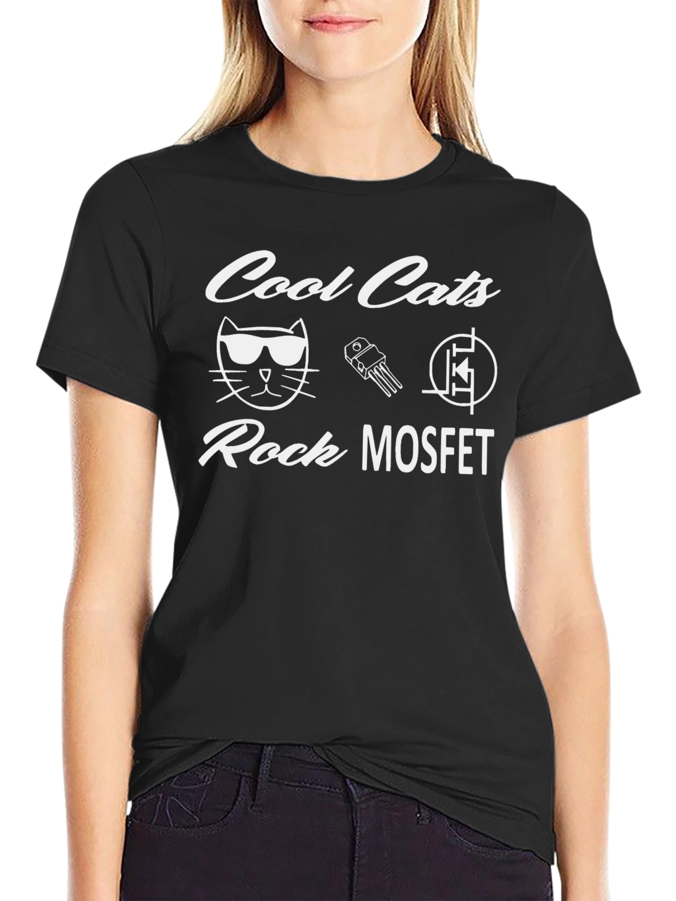Cool Cats Rock MOSFET Black T-Shirt