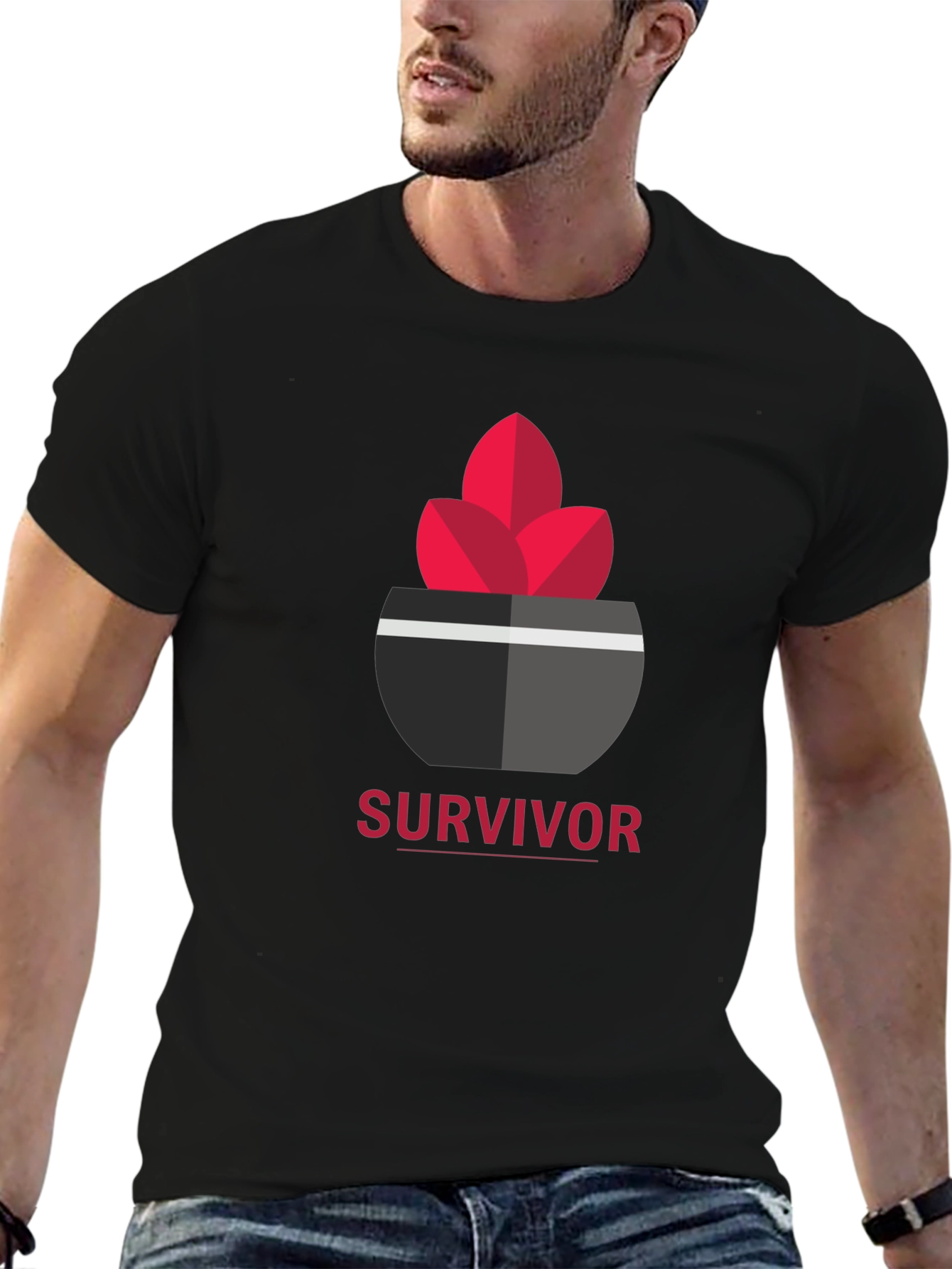 Survivor Graphic Tee - Modern Black T-Shirt