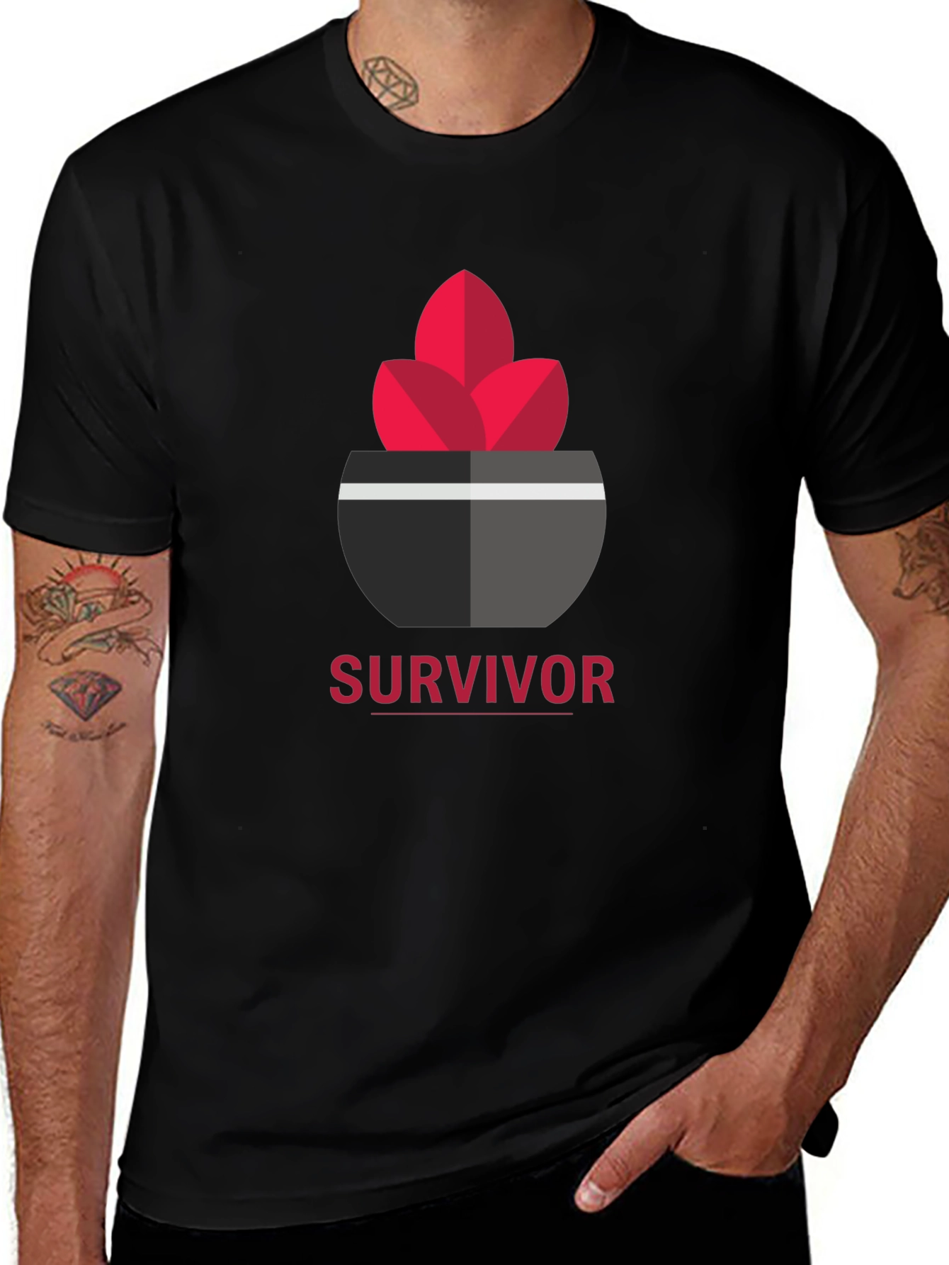 Survivor Graphic Tee - Modern Black T-Shirt