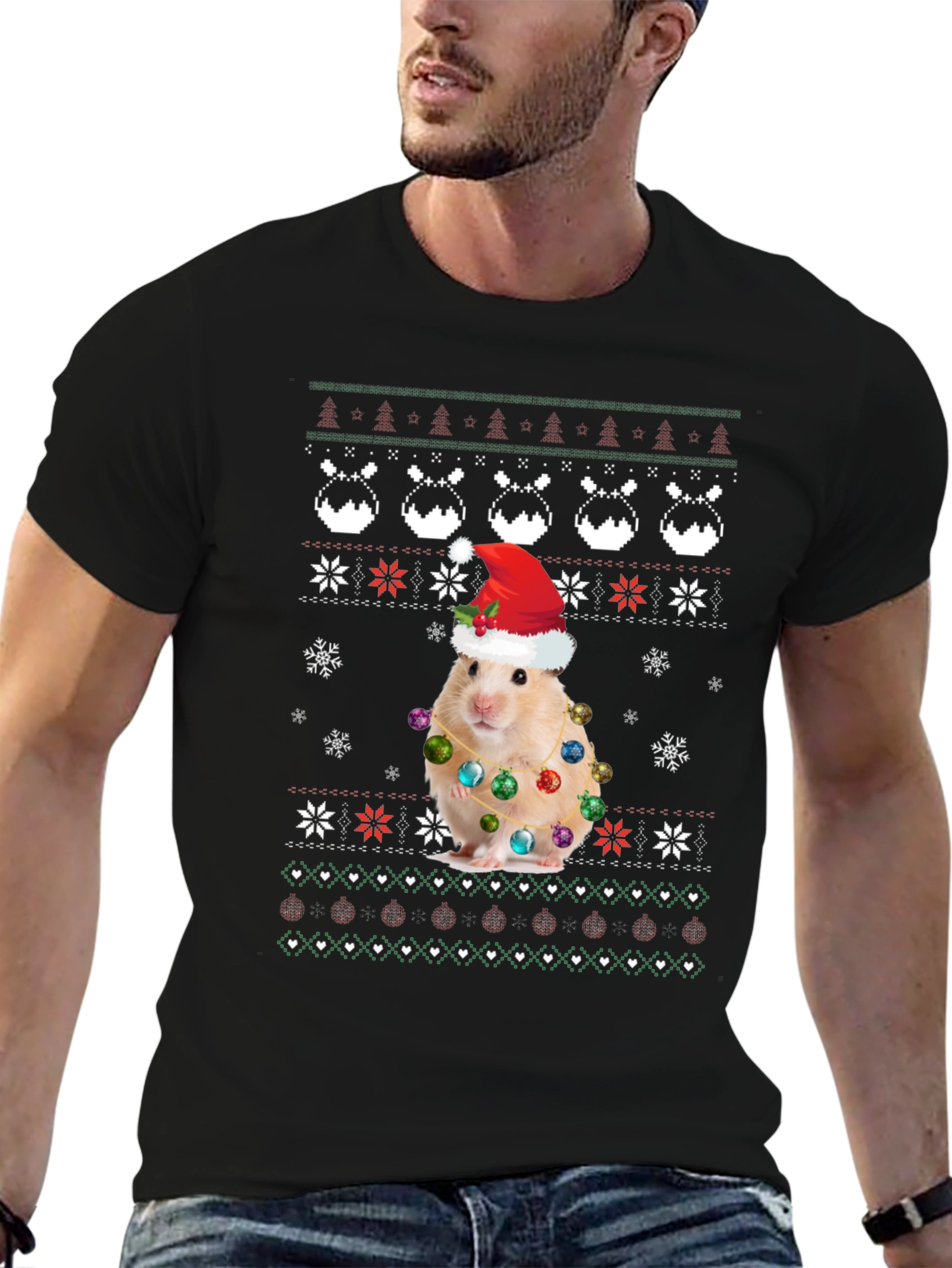 Hamster Ugly Christmas Sweater T-Shirt