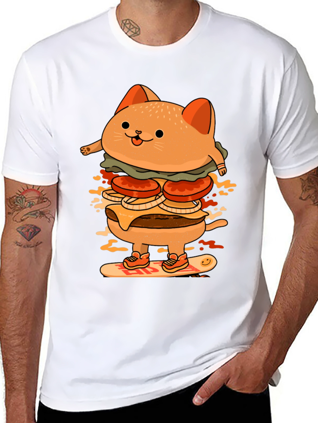 Burger Cat Skateboard Tee