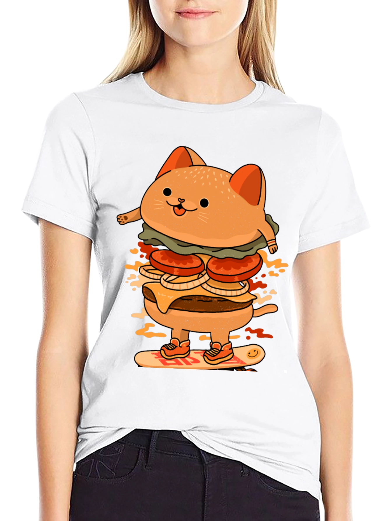 Burger Cat Skateboard Tee