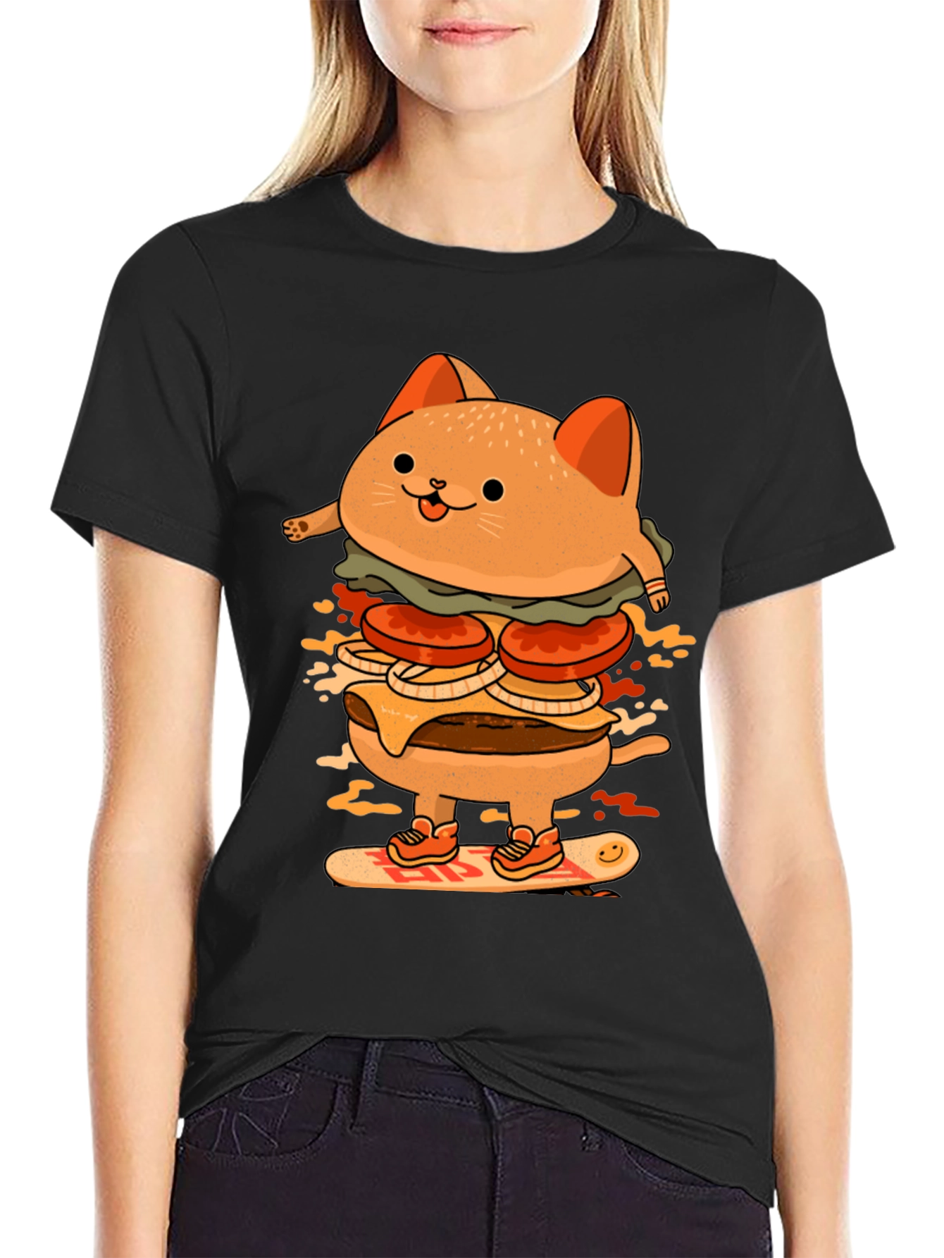 Burger Cat Skateboard Tee