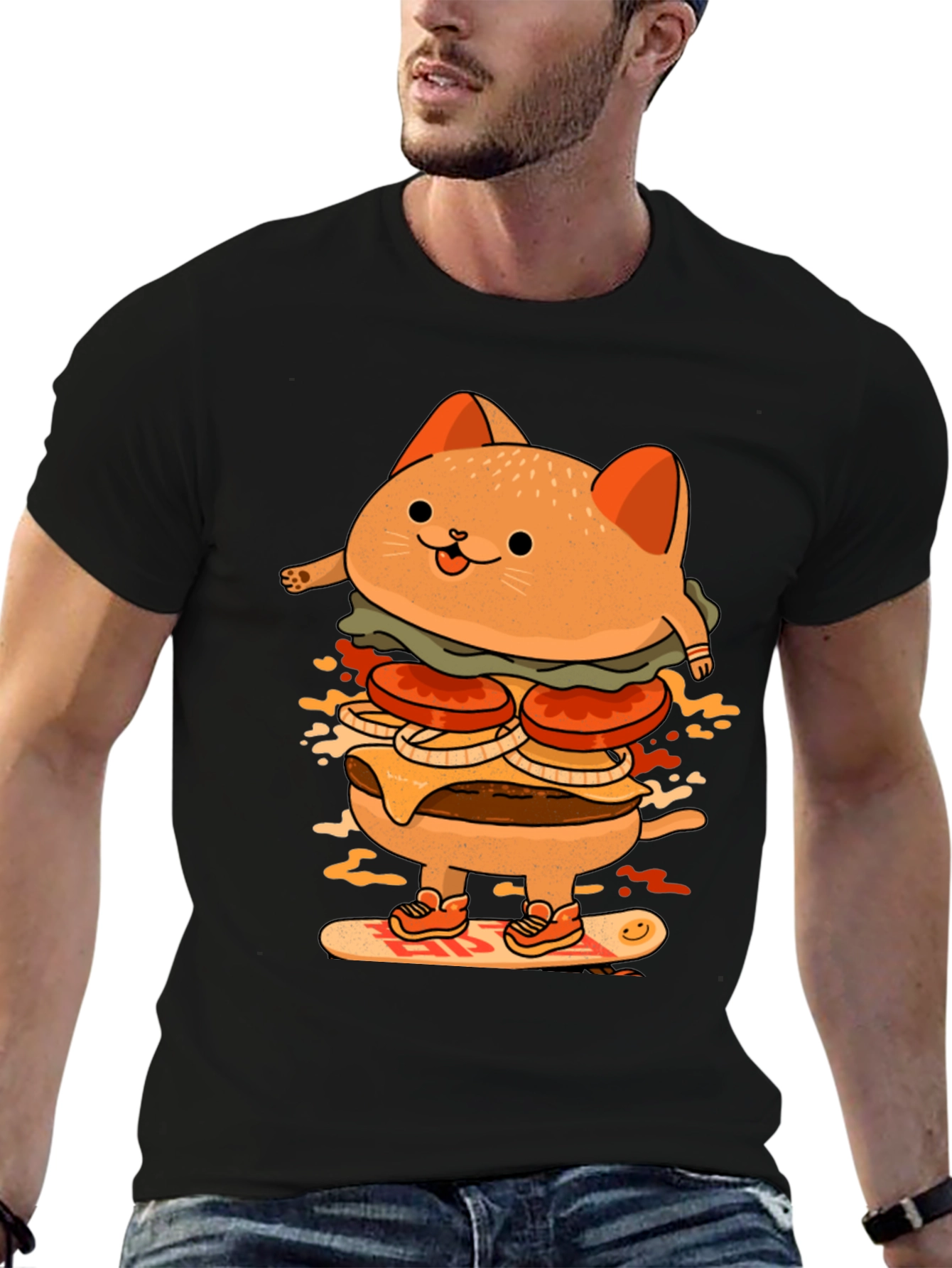 Burger Cat Skateboard Tee