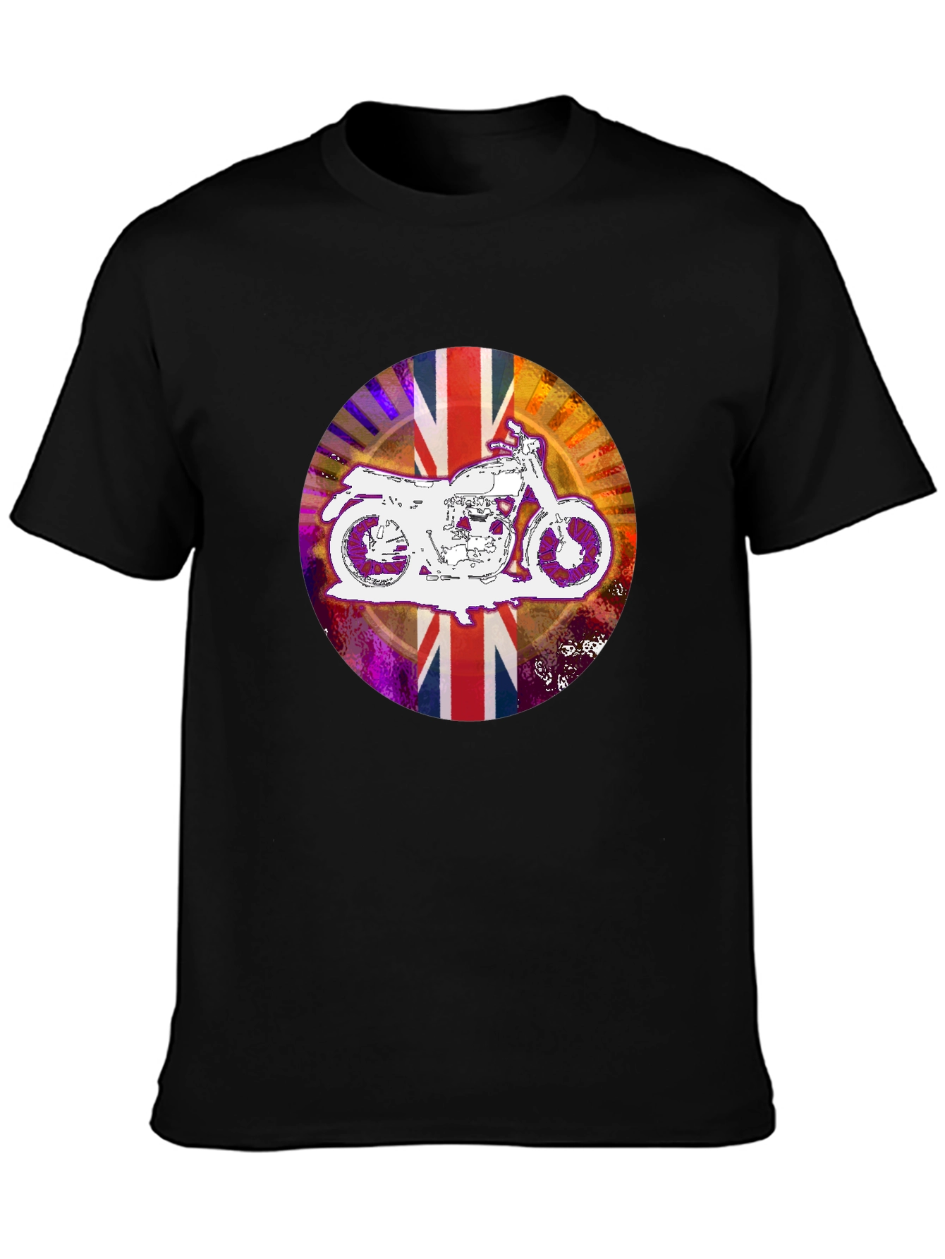 Union Jack Motorcycle T-Shirt - Black Graphic Tee