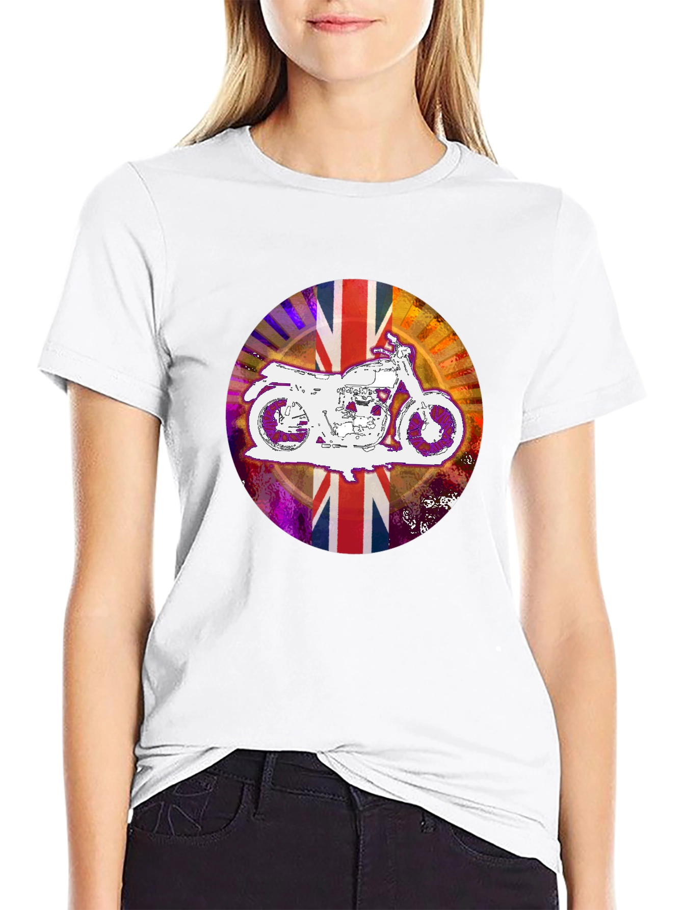 Union Jack Motorcycle T-Shirt - Black Graphic Tee