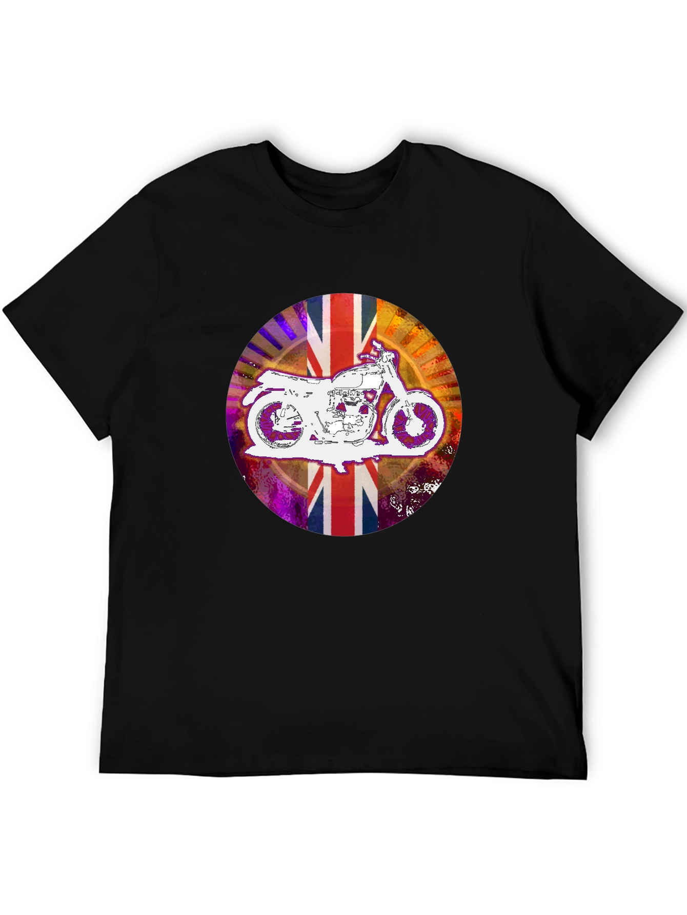 Union Jack Motorcycle T-Shirt - Black Graphic Tee