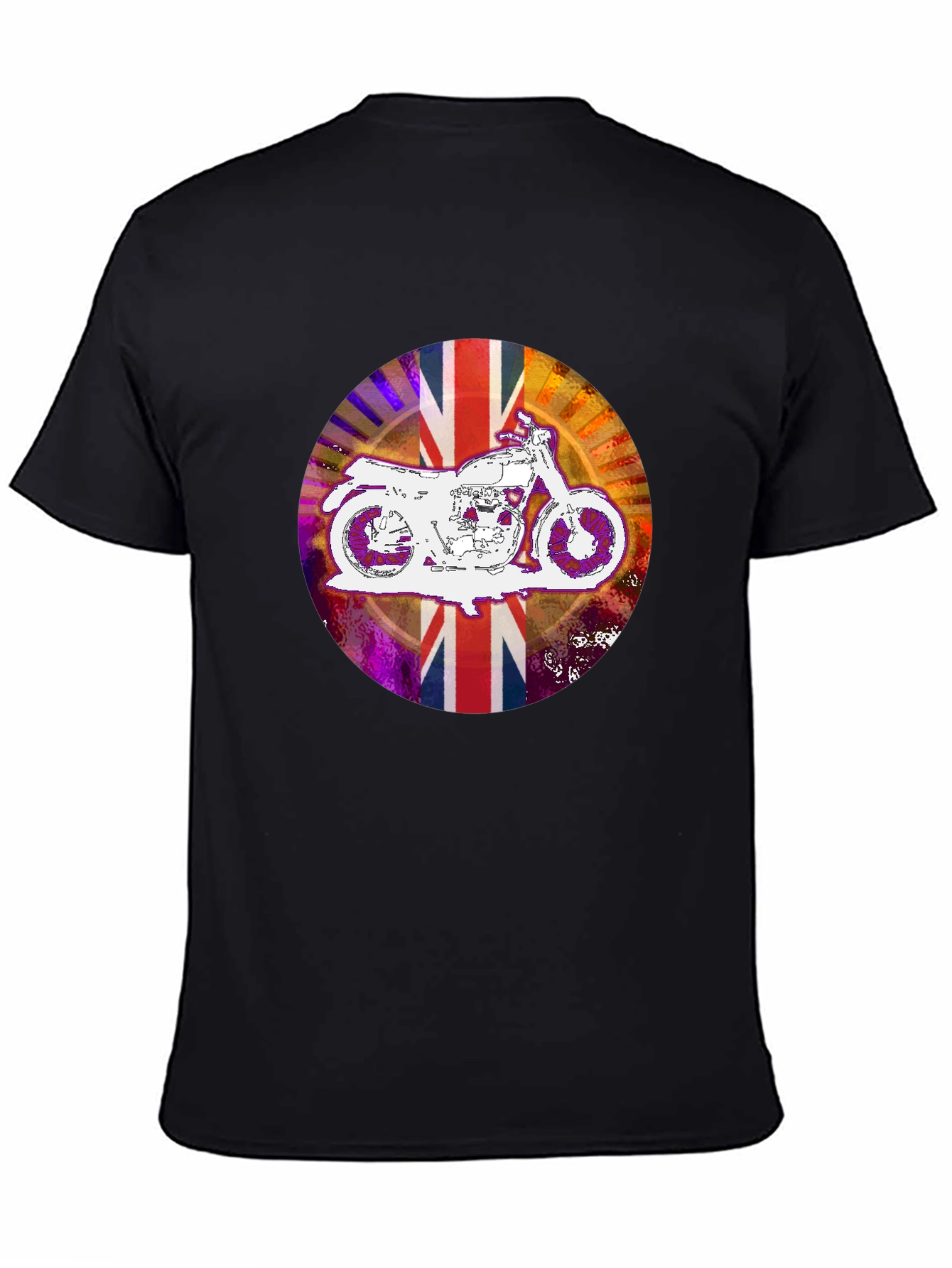 Union Jack Motorcycle T-Shirt - Black Graphic Tee
