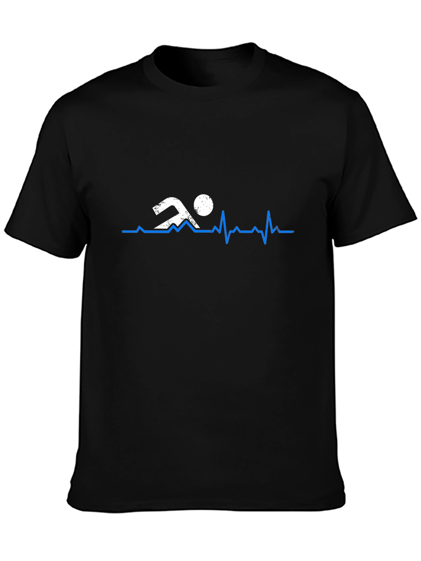 Swimmer Heartbeat Graphic Tee - Black Cotton T-Shirt