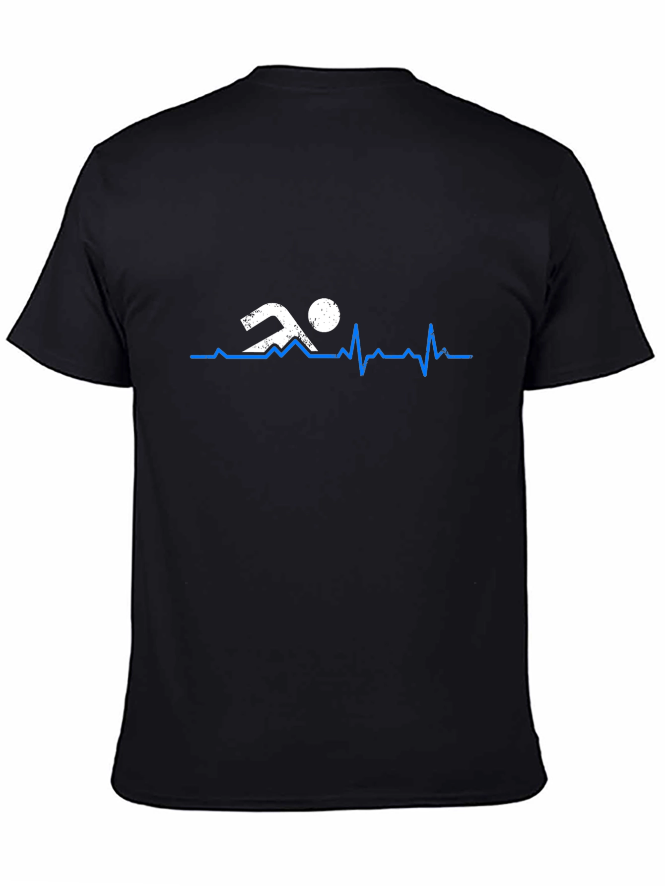 Swimmer Heartbeat Graphic Tee - Black Cotton T-Shirt