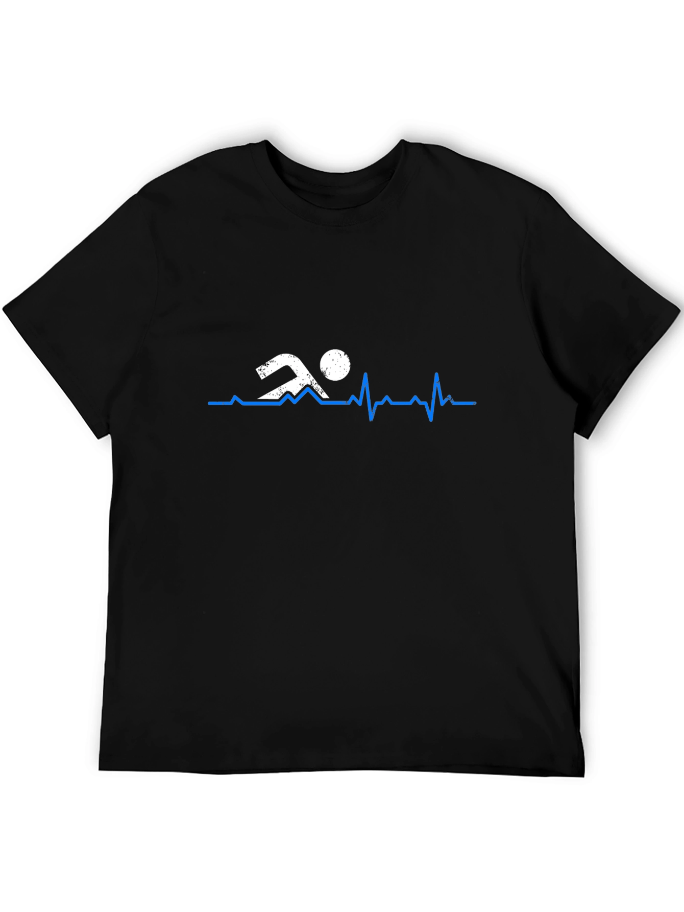 Swimmer Heartbeat Graphic Tee - Black Cotton T-Shirt