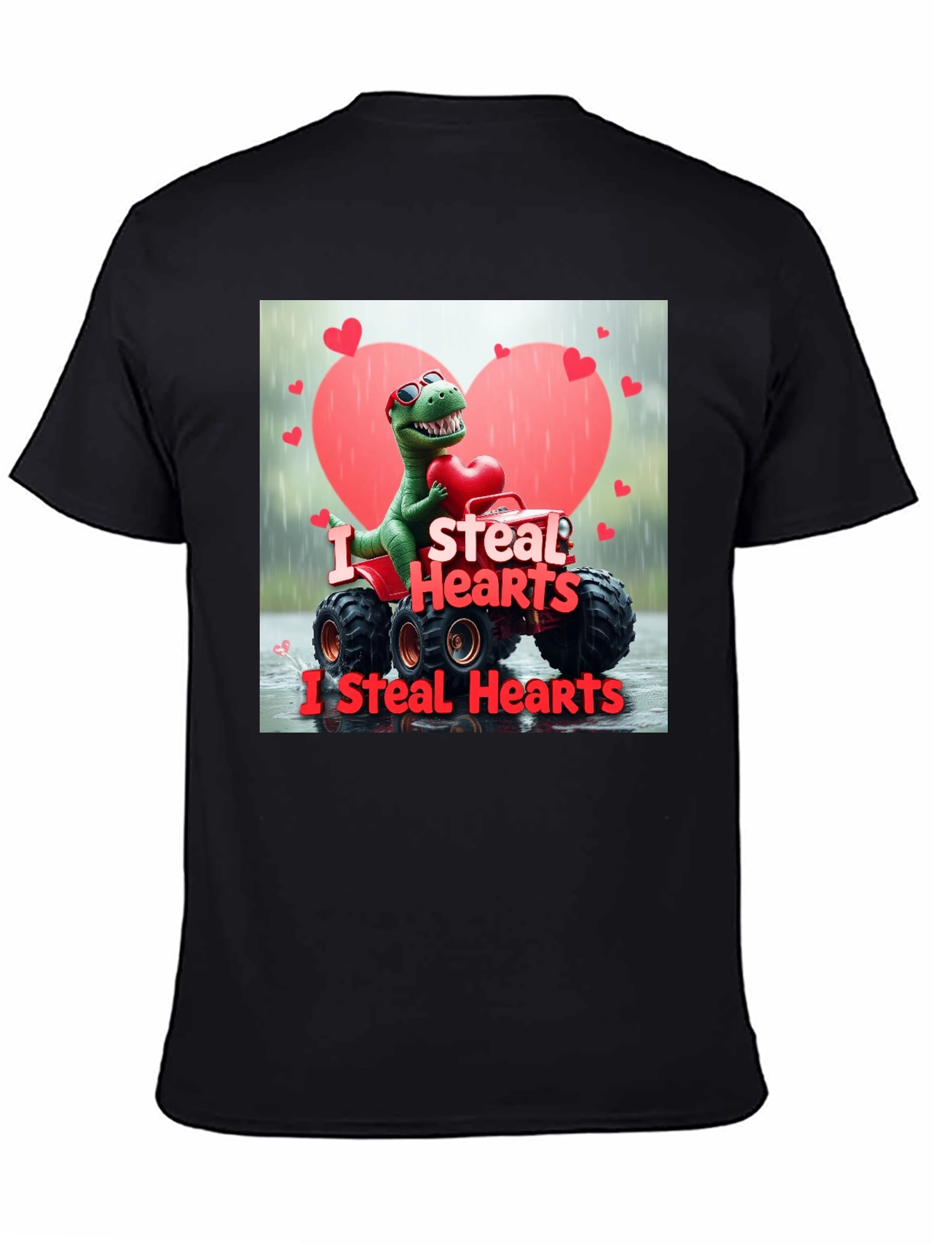 I Steal Hearts Dinosaur Monster Truck Valentines Day T-Shirt