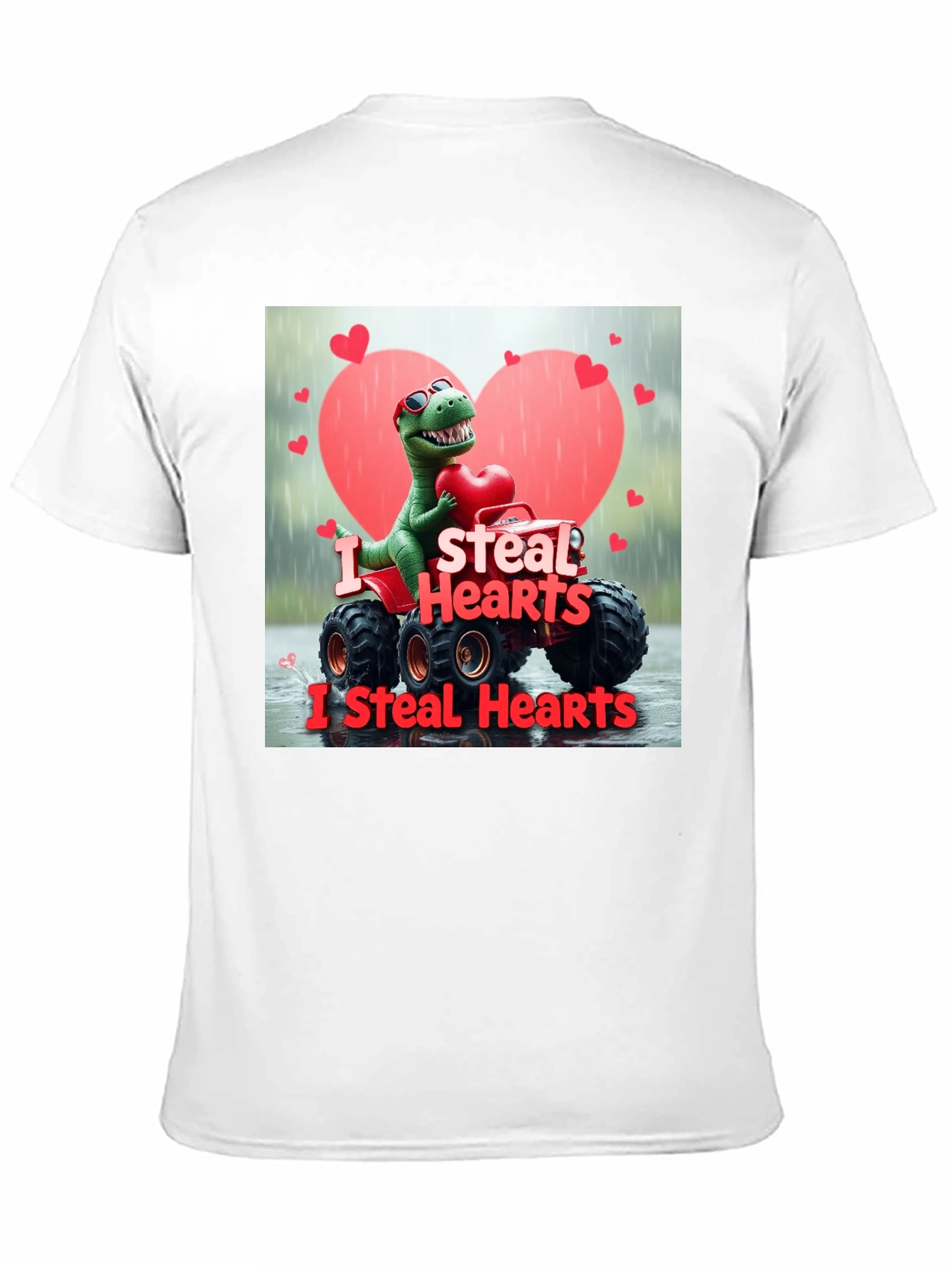 I Steal Hearts Dinosaur Monster Truck Valentines Day T-Shirt