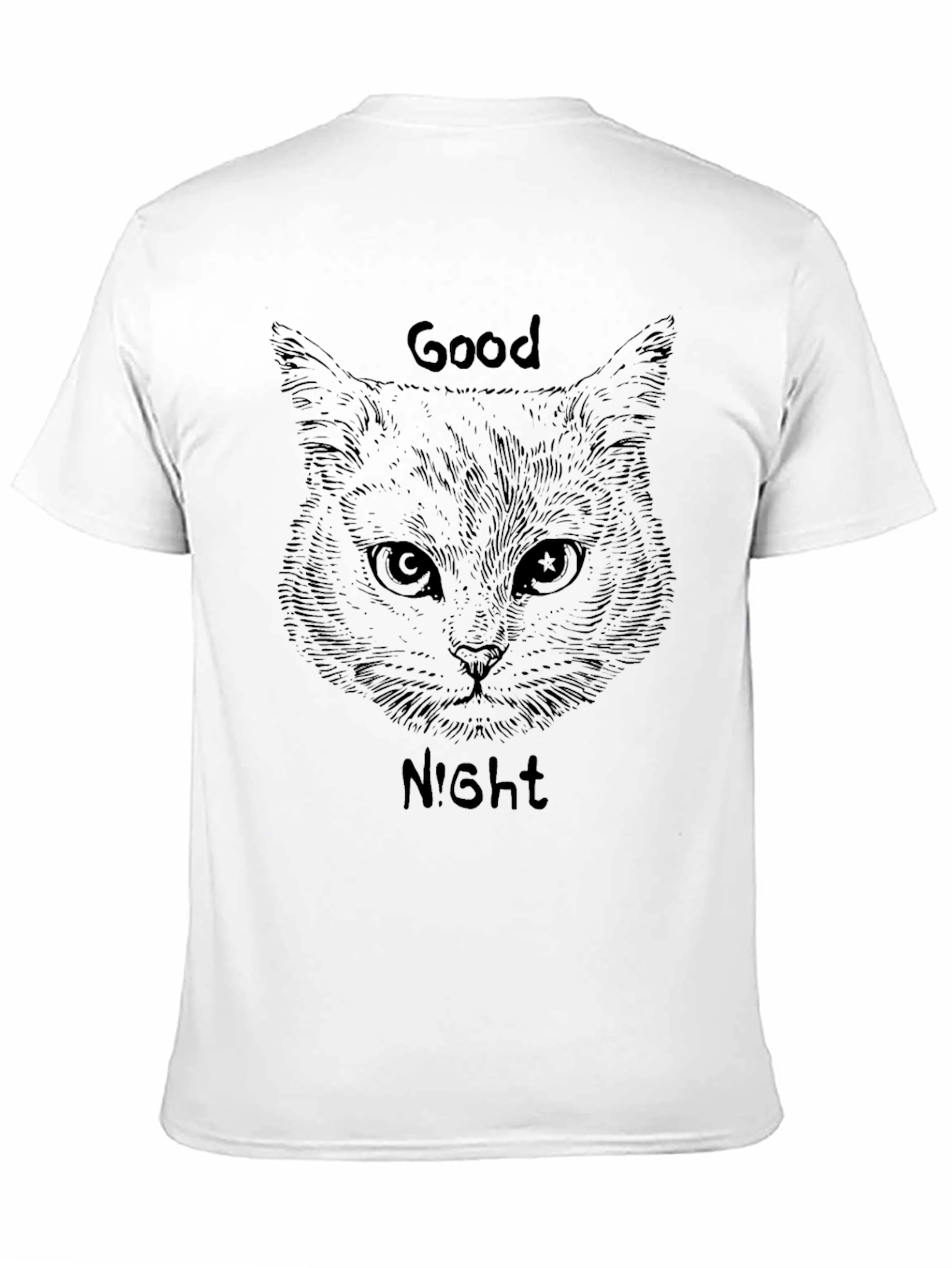 Good Night Cat Graphic Tee - Soft Black T-Shirt