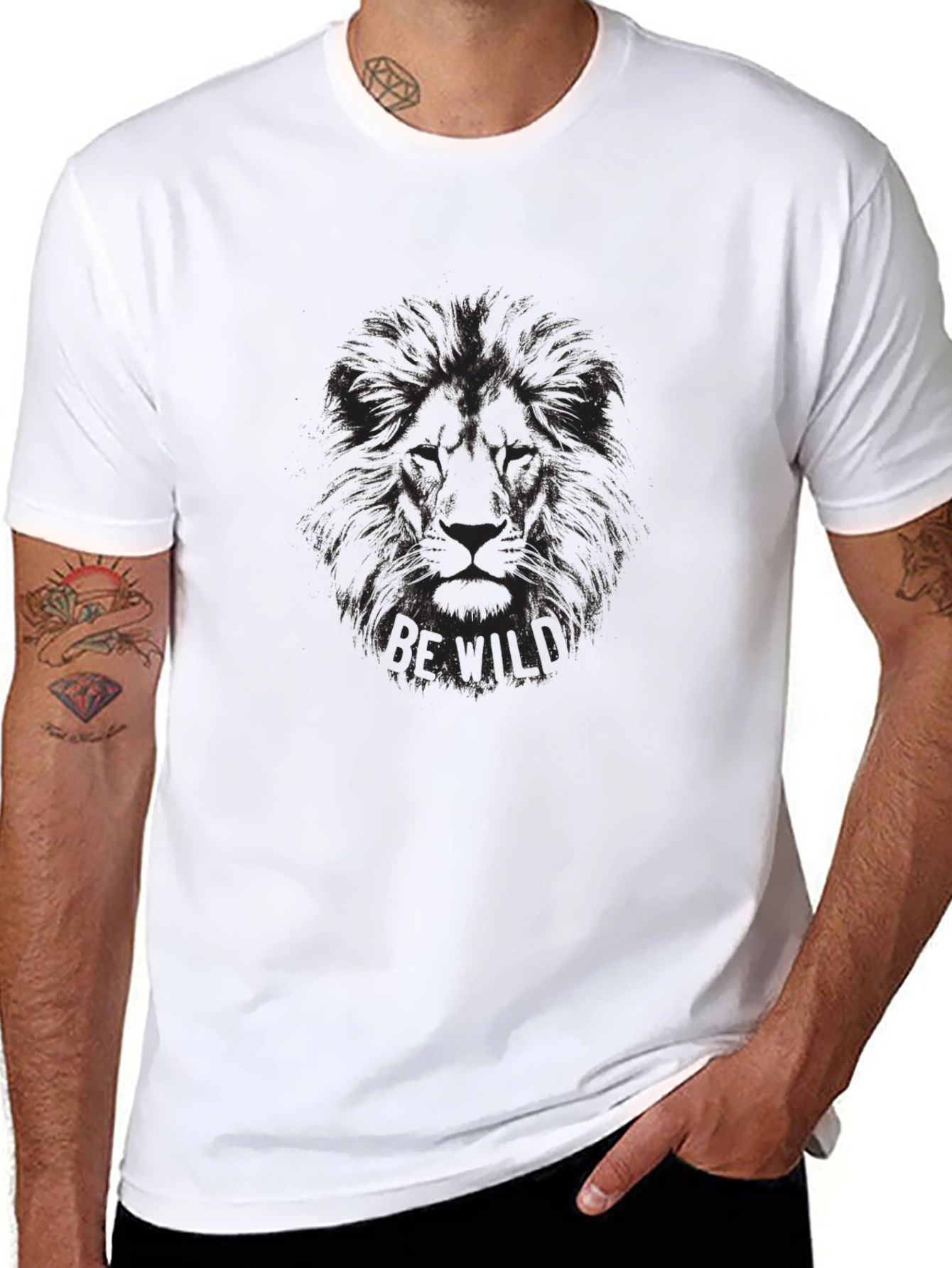 Be Wild Lion Graphic T-Shirt - Stylish Black Tee