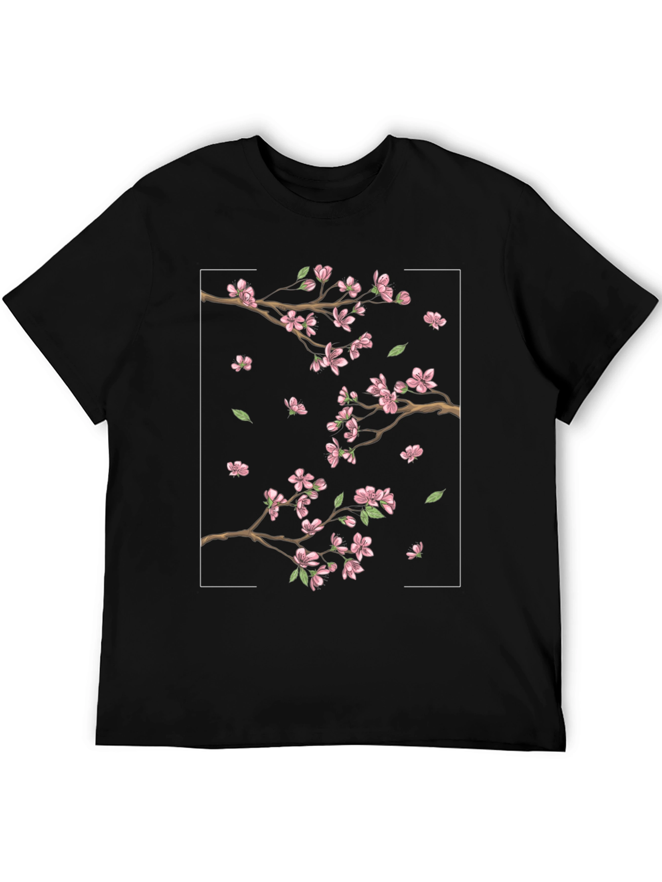 Cherry Blossom Graphic Black T-Shirt