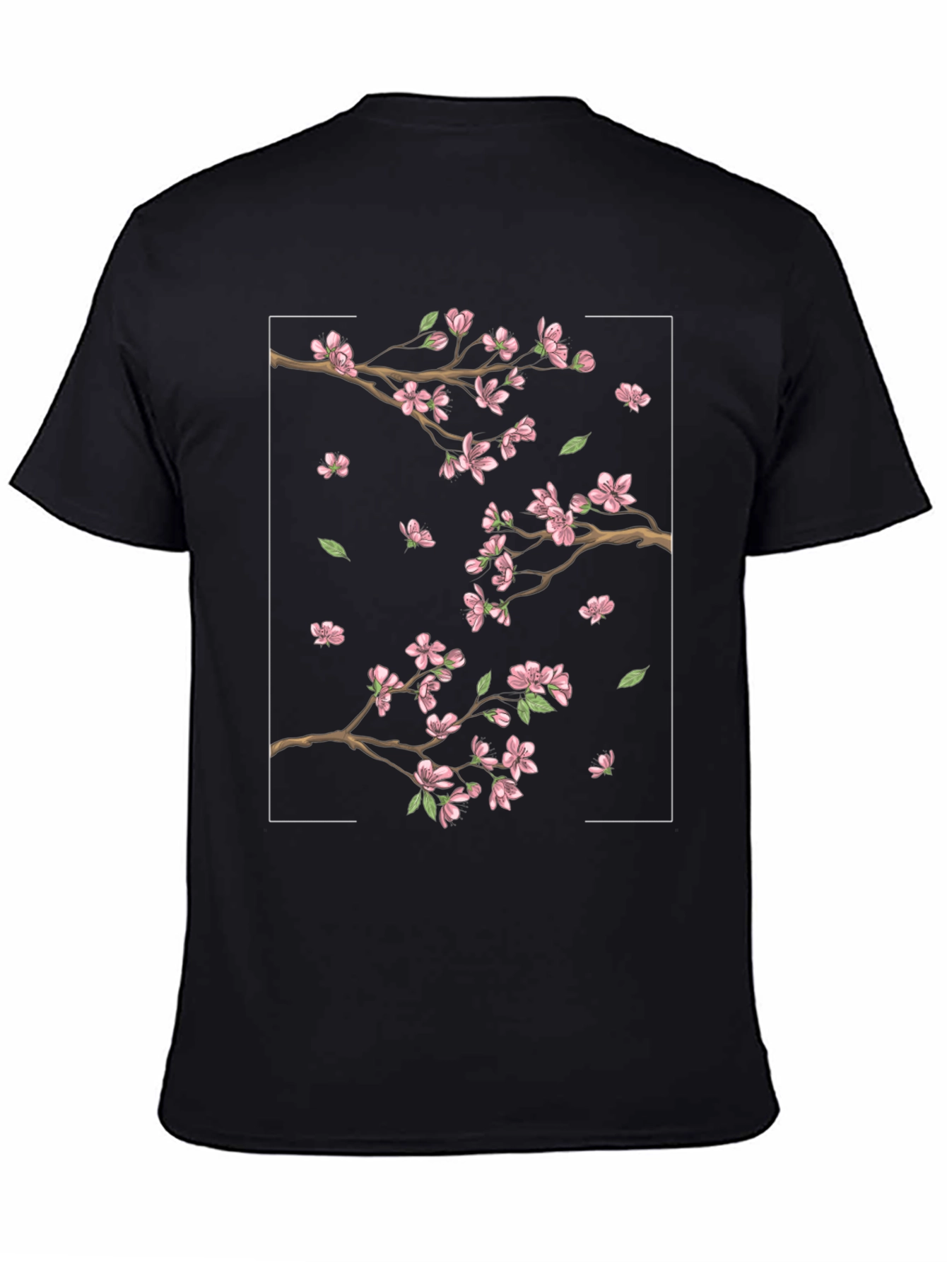Cherry Blossom Graphic Black T-Shirt