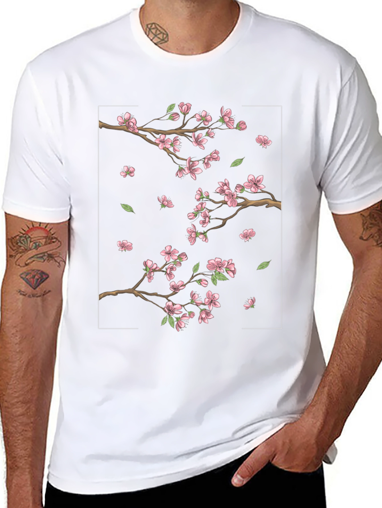 Cherry Blossom Graphic Black T-Shirt