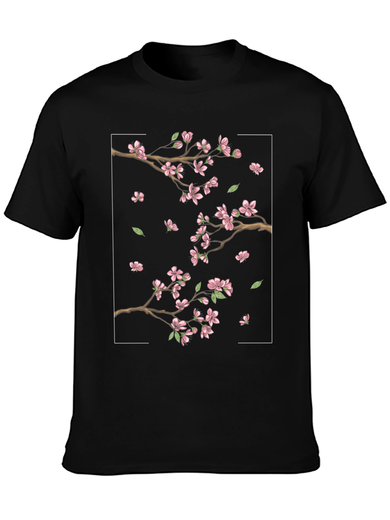 Cherry Blossom Graphic Black T-Shirt
