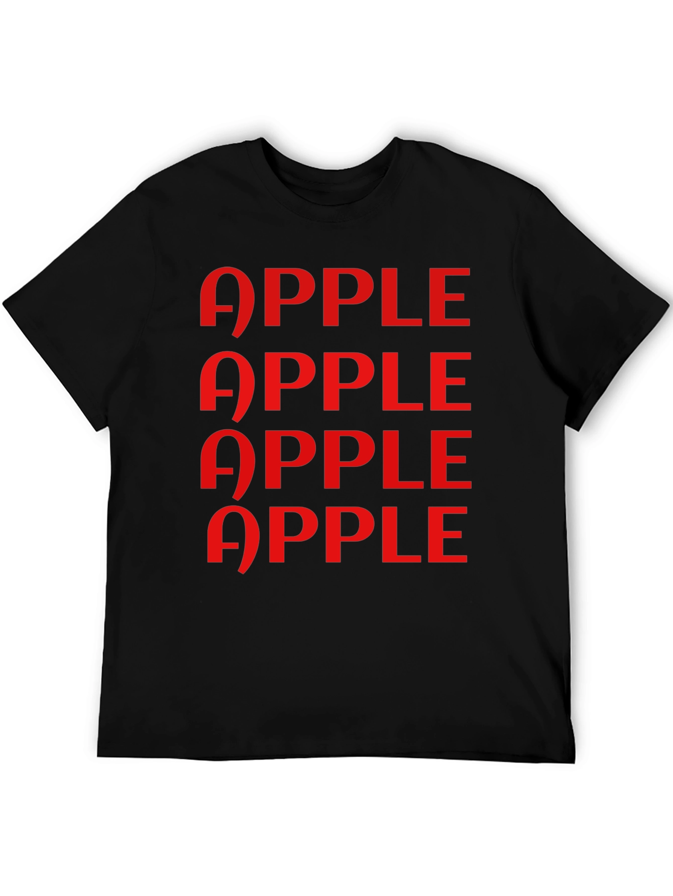 Apple Pattern Graphic Tee - Classic Black T-Shirt
