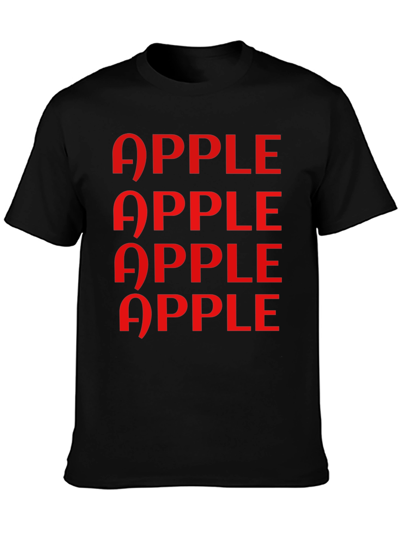 Apple Pattern Graphic Tee - Classic Black T-Shirt