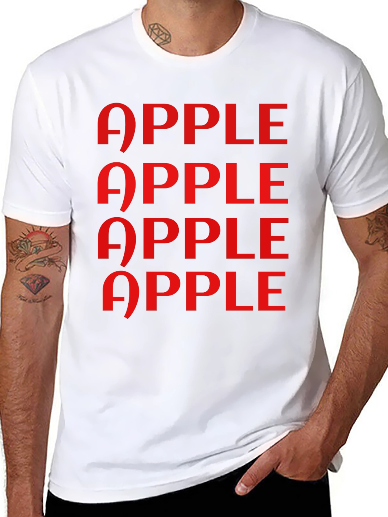 Apple Pattern Graphic Tee - Classic Black T-Shirt