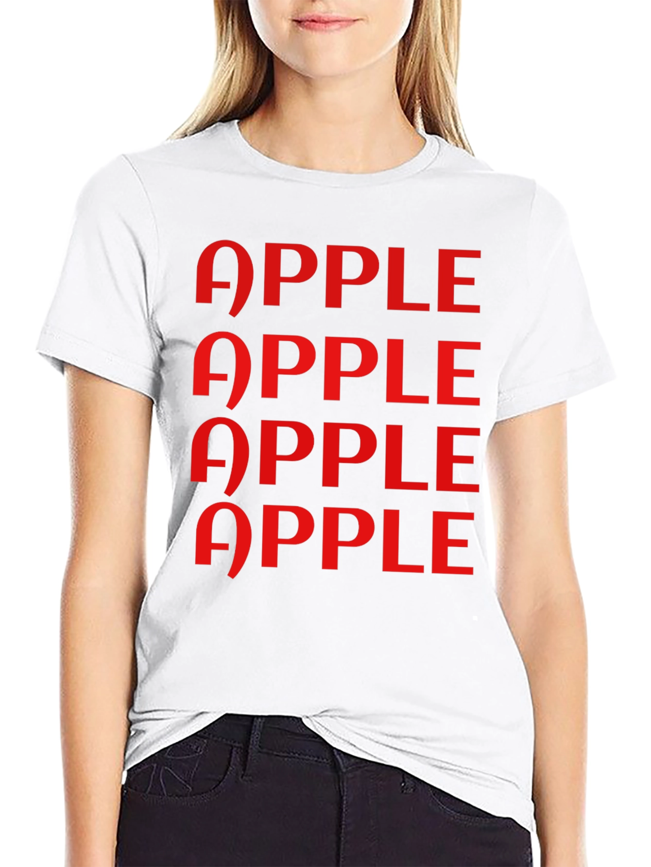 Apple Pattern Graphic Tee - Classic Black T-Shirt